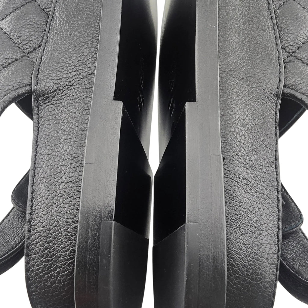 Chanel CC Quilted Caviar Leather Black Dad Sandals CHANEL
