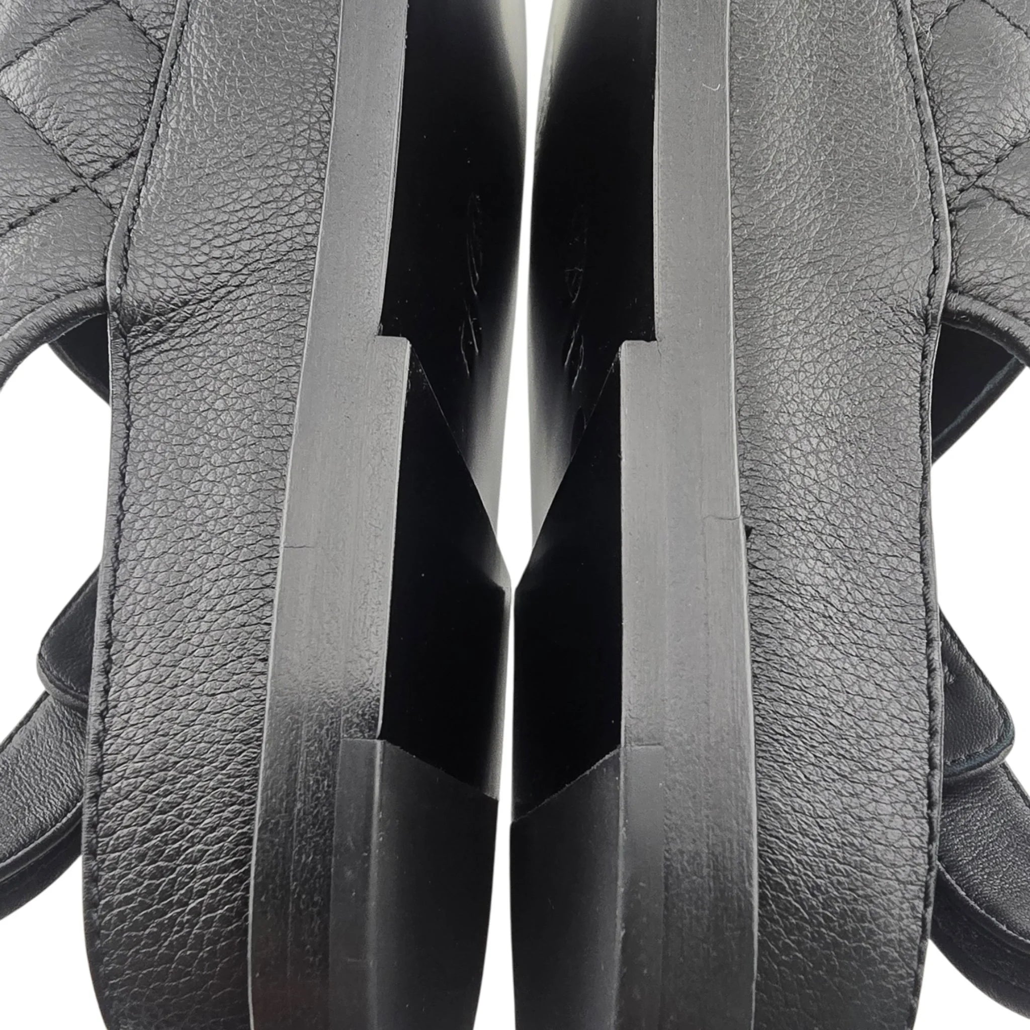 Chanel CC Quilted Caviar Leather Black Dad Sandals CHANEL