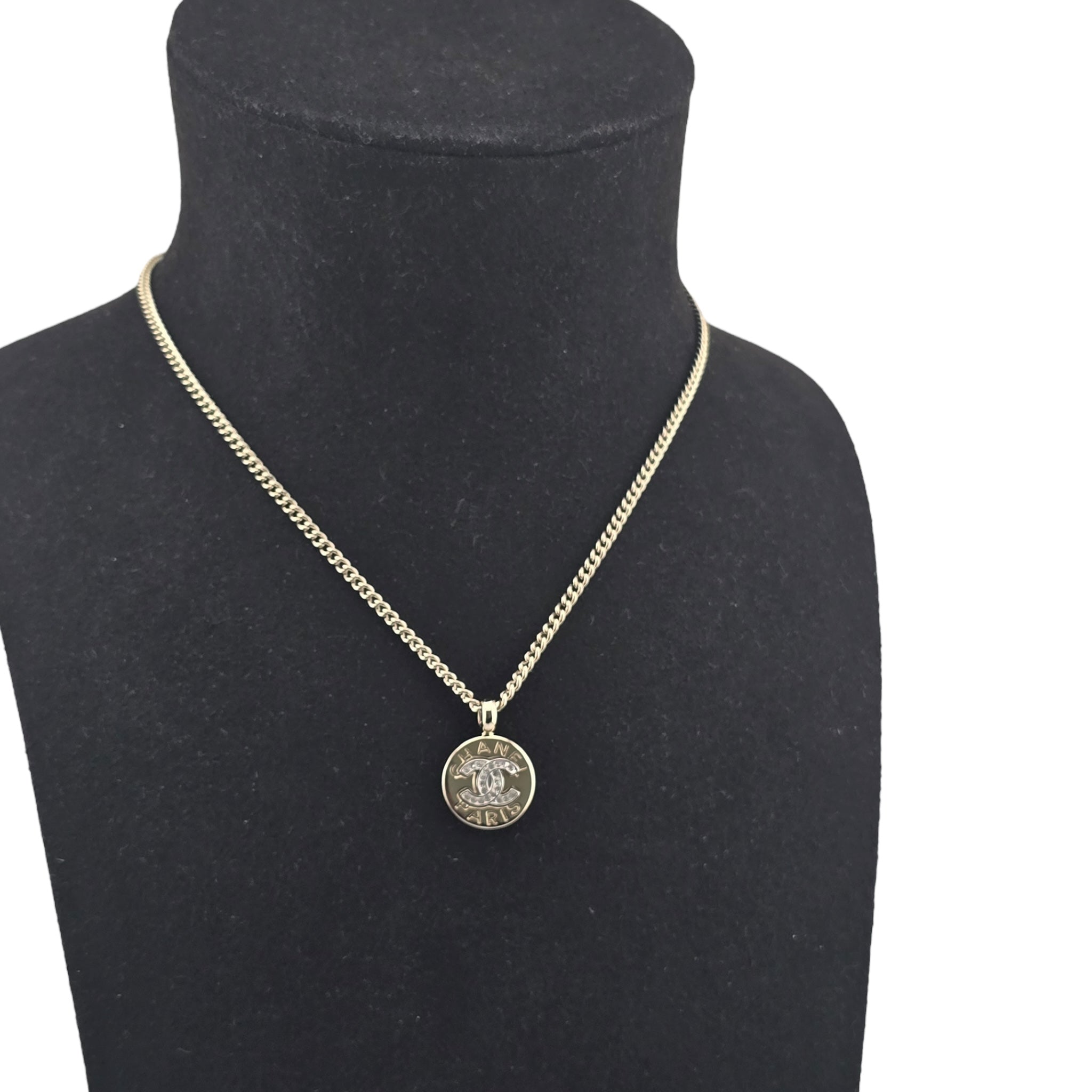 Chanel CC Round Gold Pendant Necklace 2025 CHANEL