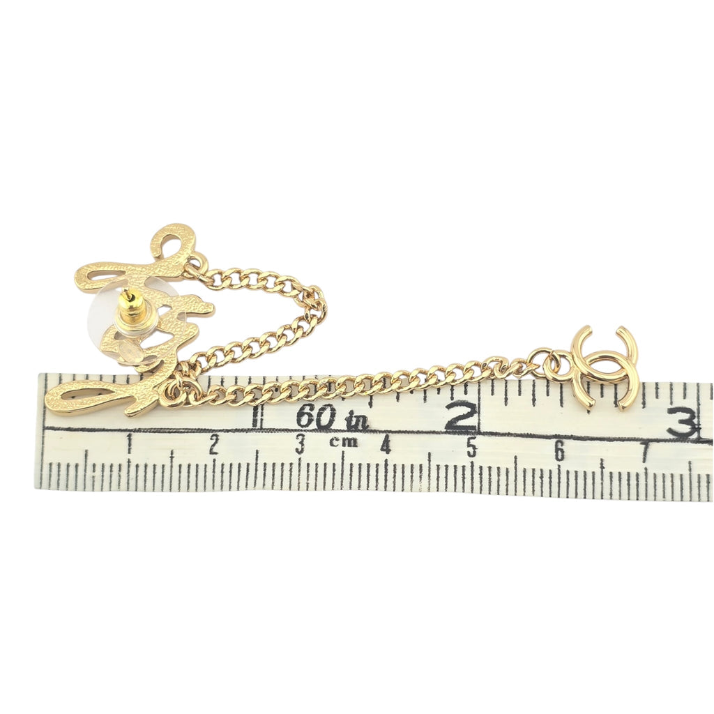 Chanel CC Logo Drop Chain Gold Earrings 2024 CHANEL