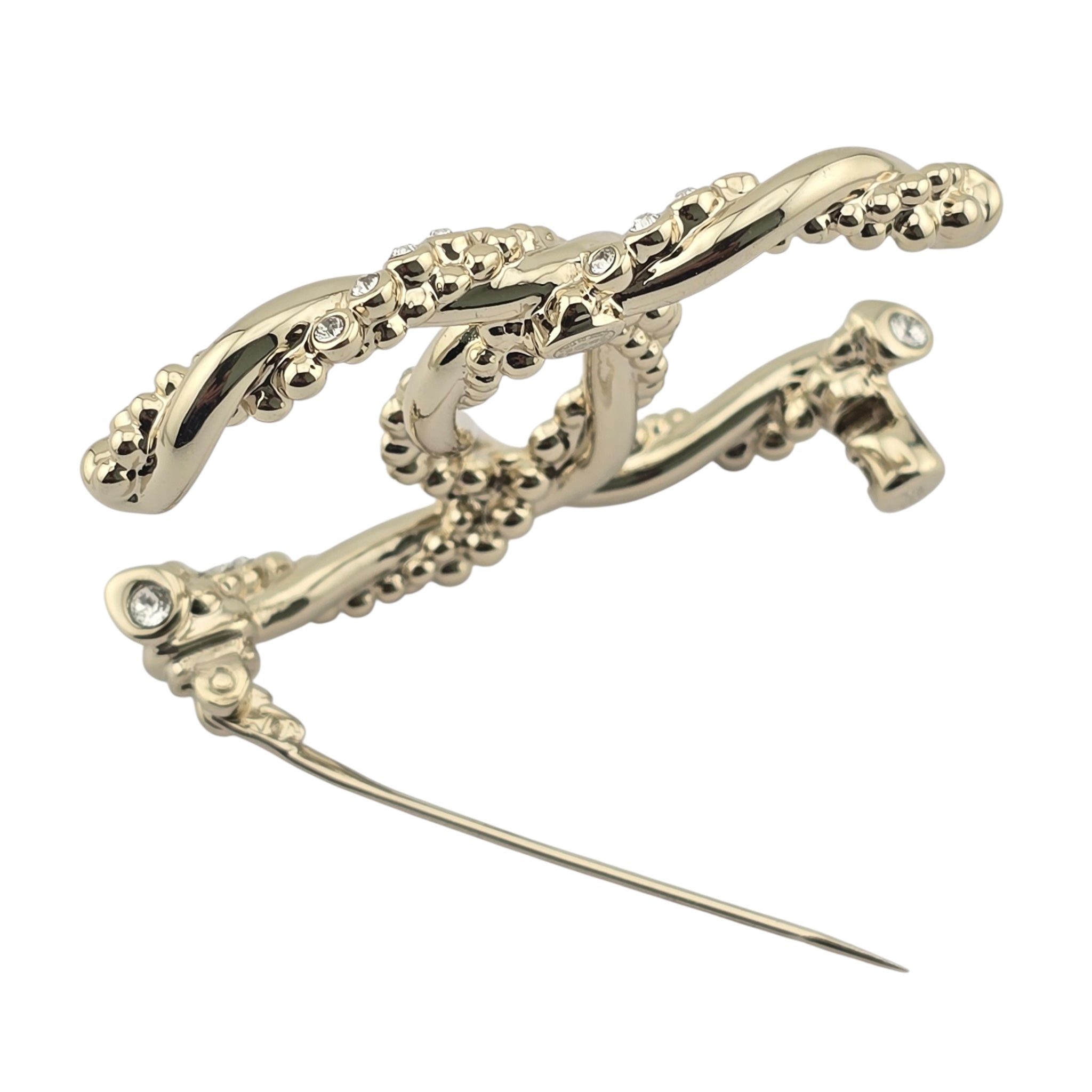 Chanel CC Twisted Gold Crystal Brooch 2023 CHANEL