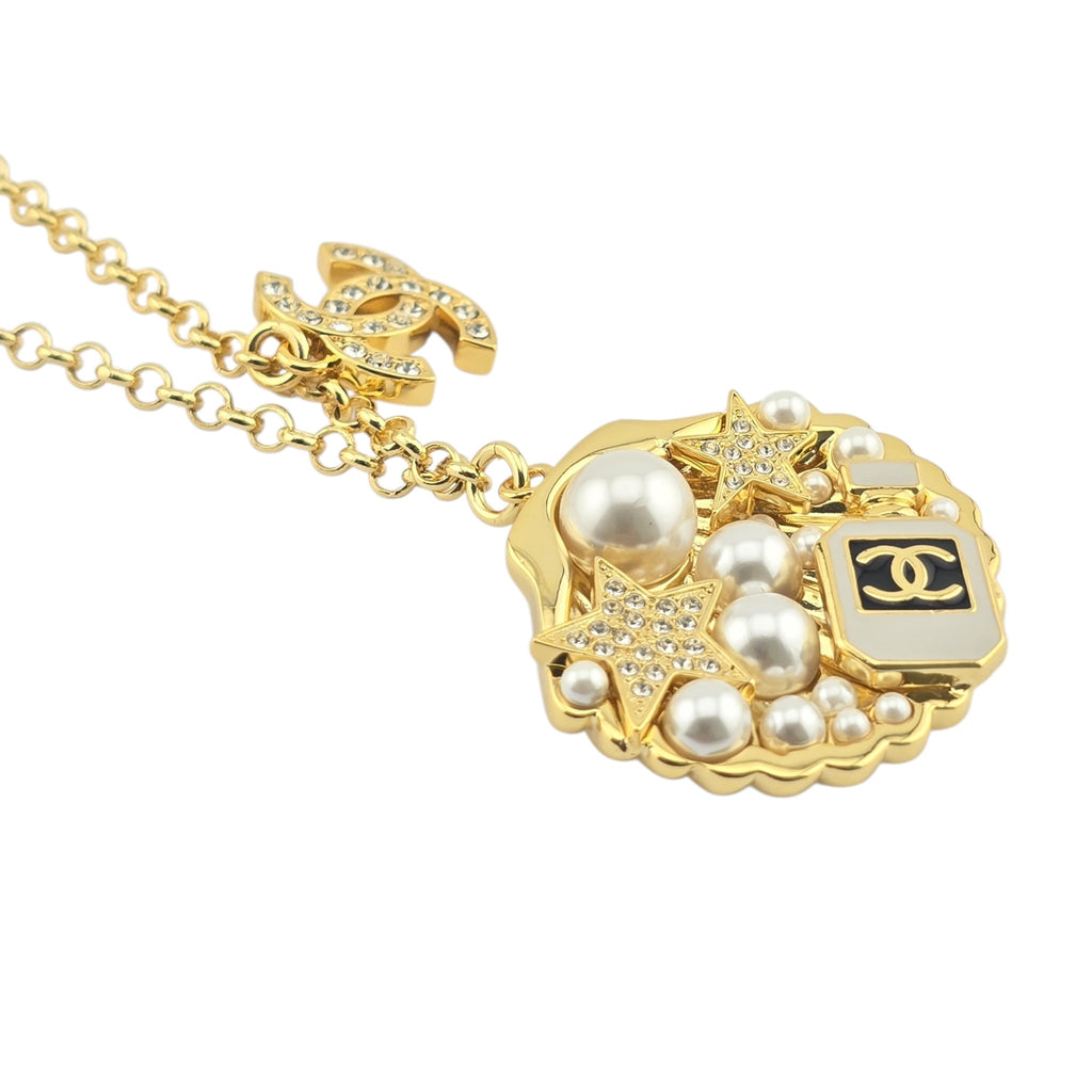 Chanel CC Shell Pendant Gold Necklace 2025 CHANEL