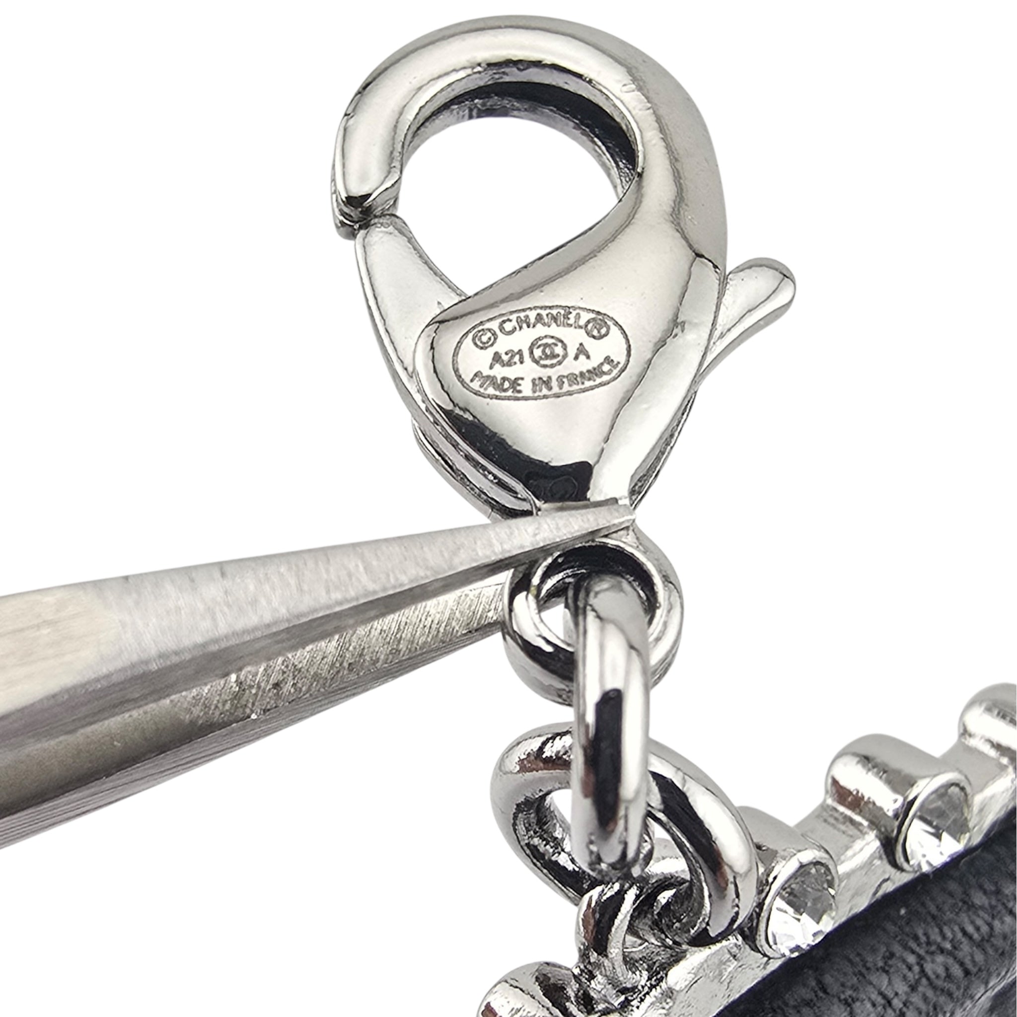 Chanel CC Lambskin Crystal Heart Choker Ruthenium Black CHANEL