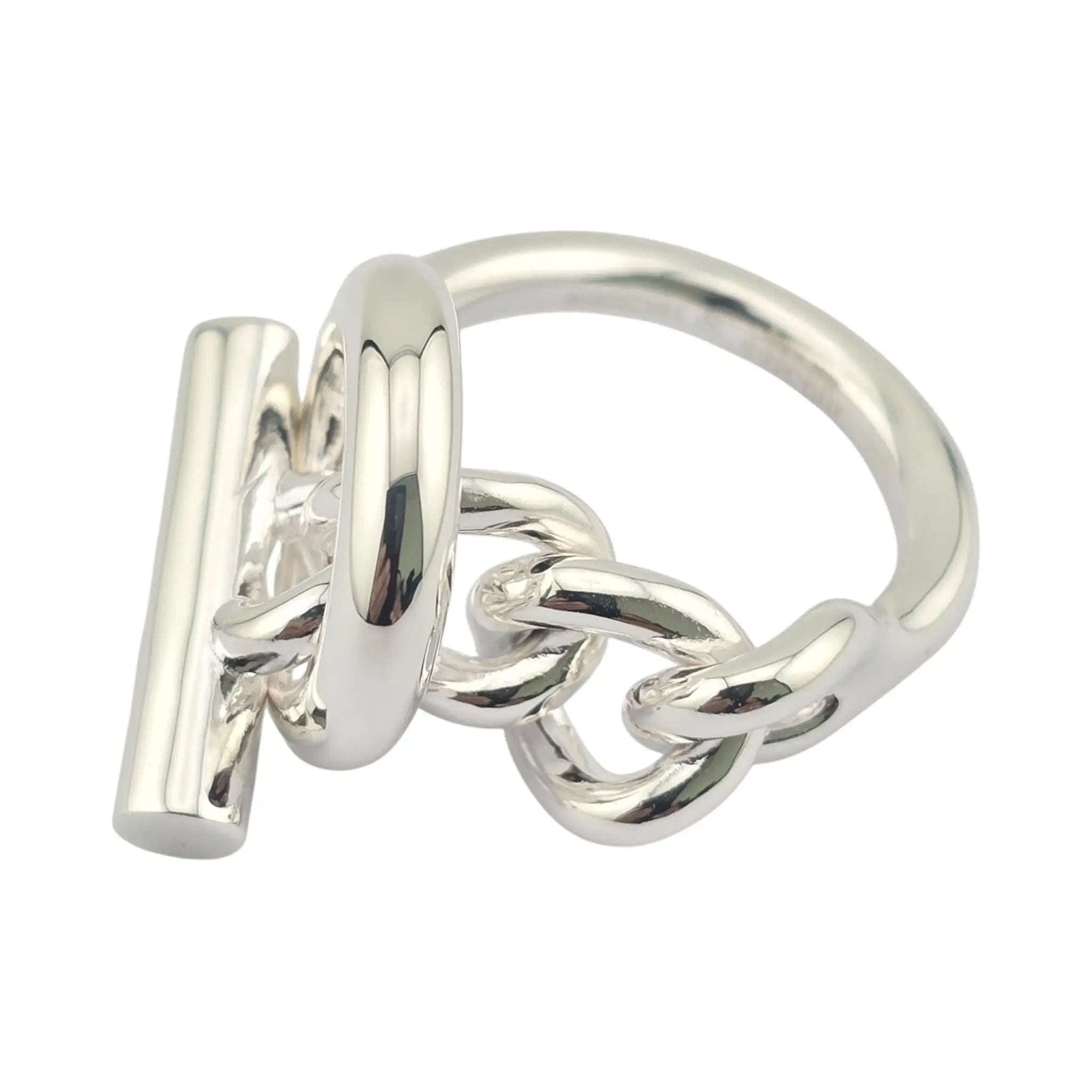 Hermes Croisette Large Sterling Silver Ring HERMES