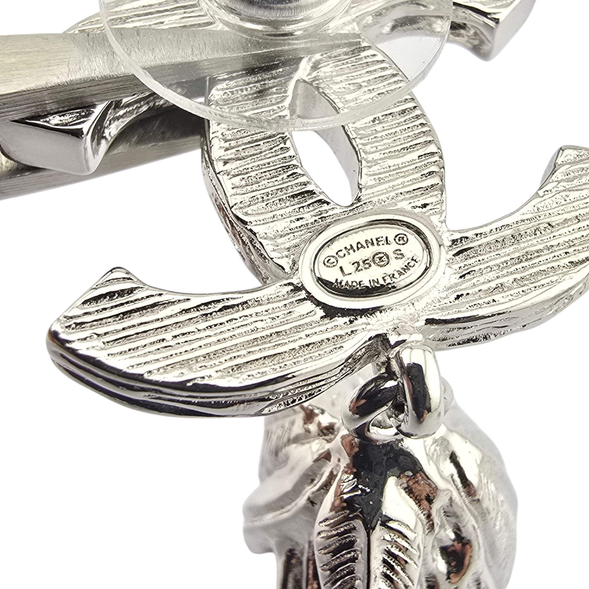 Chanel CC Faux Pearl Silver Leaf Earrings 2025 CHANEL