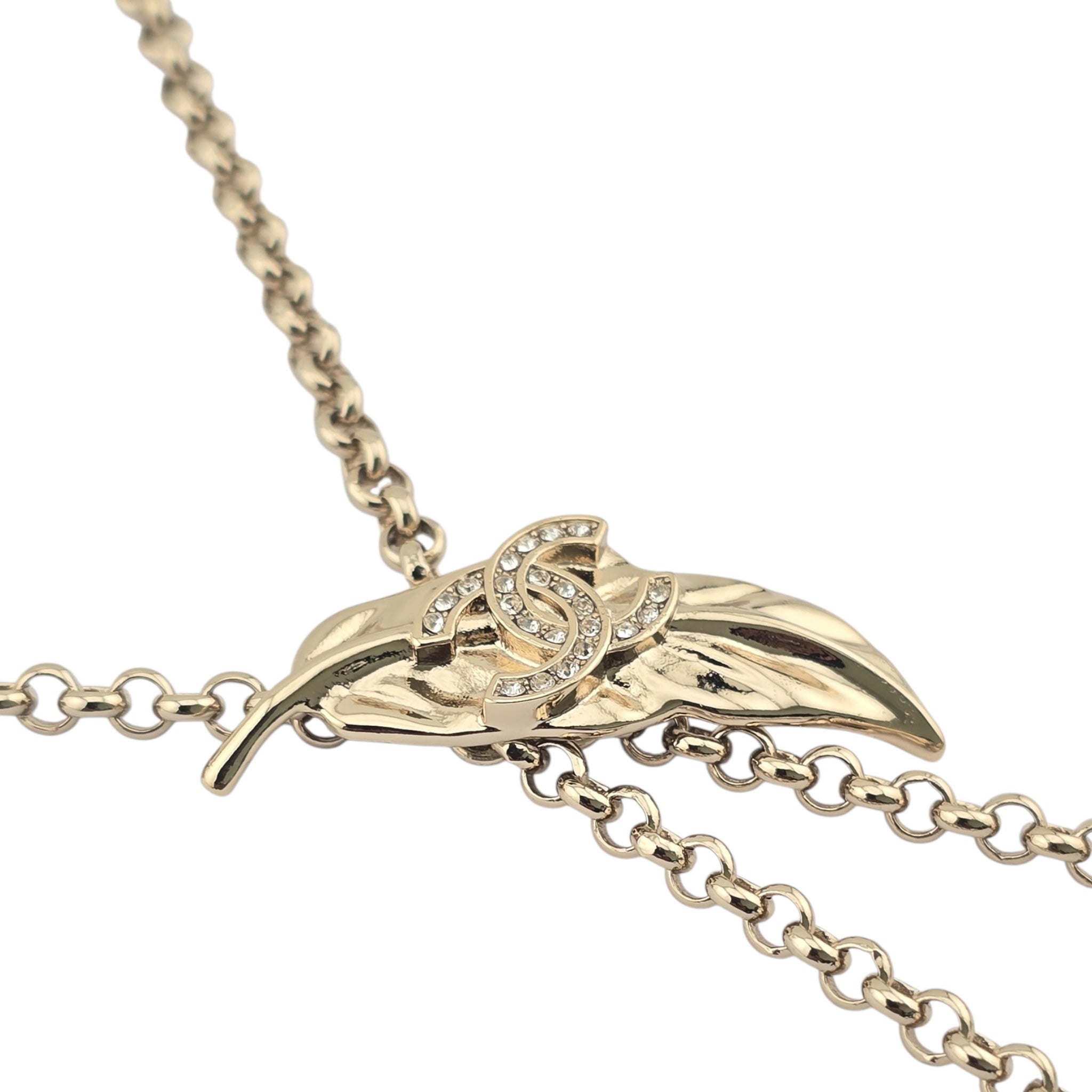 Chanel CC Gold Leaf Necklace 2025