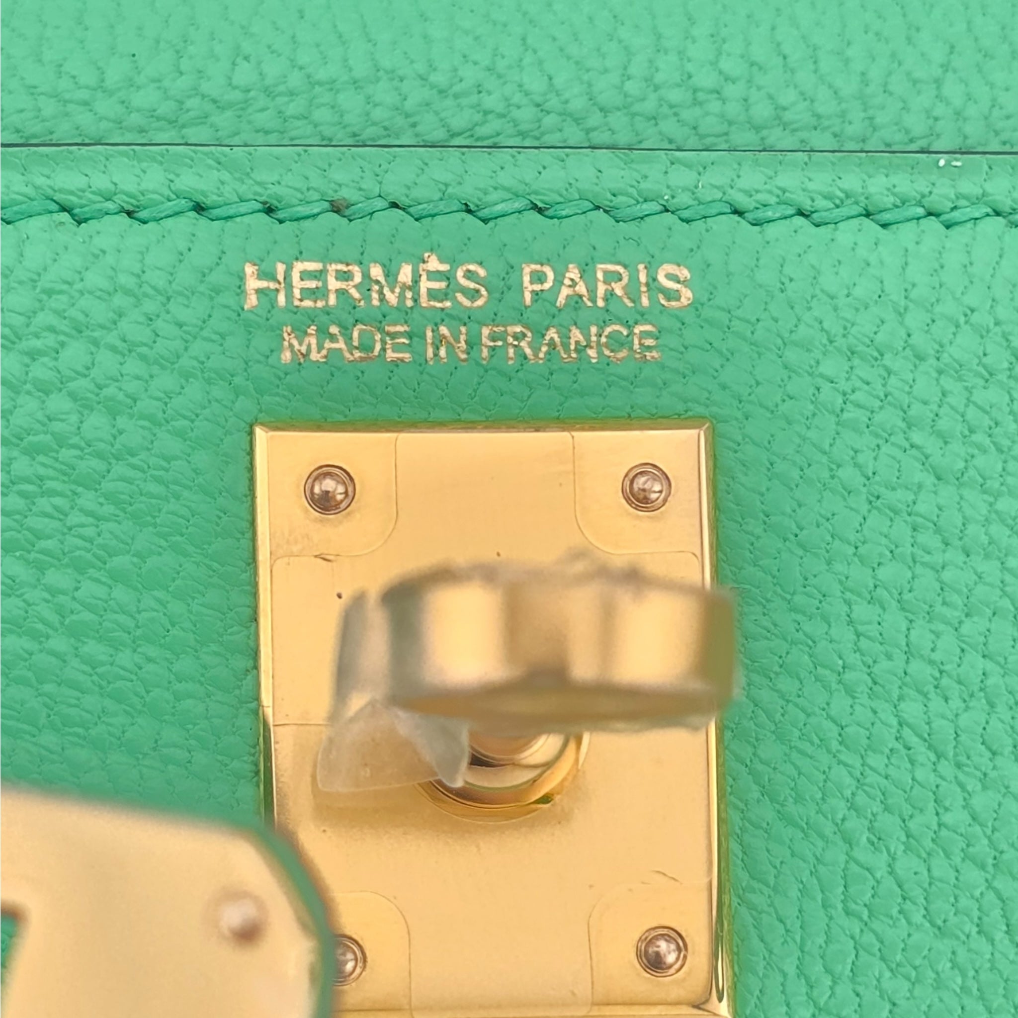 Hermes Mini Kelly II Chèvre Vert Comics Gold Hardware Bag HERMES