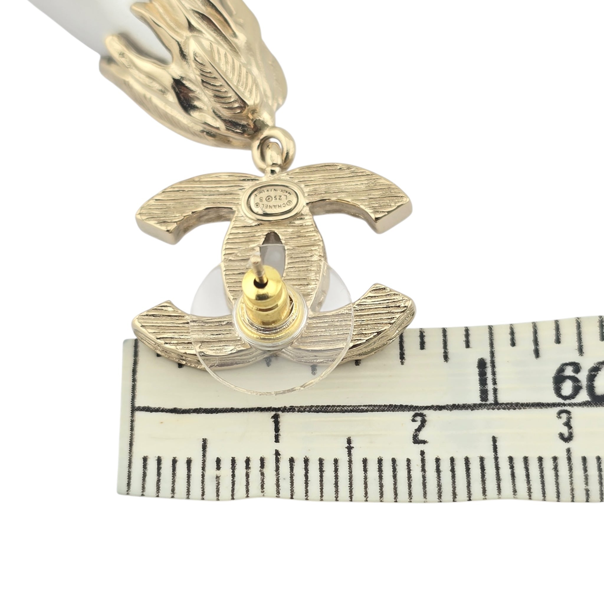 Chanel CC Faux Pearl Gold Leaf Earrings 2025 CHANEL