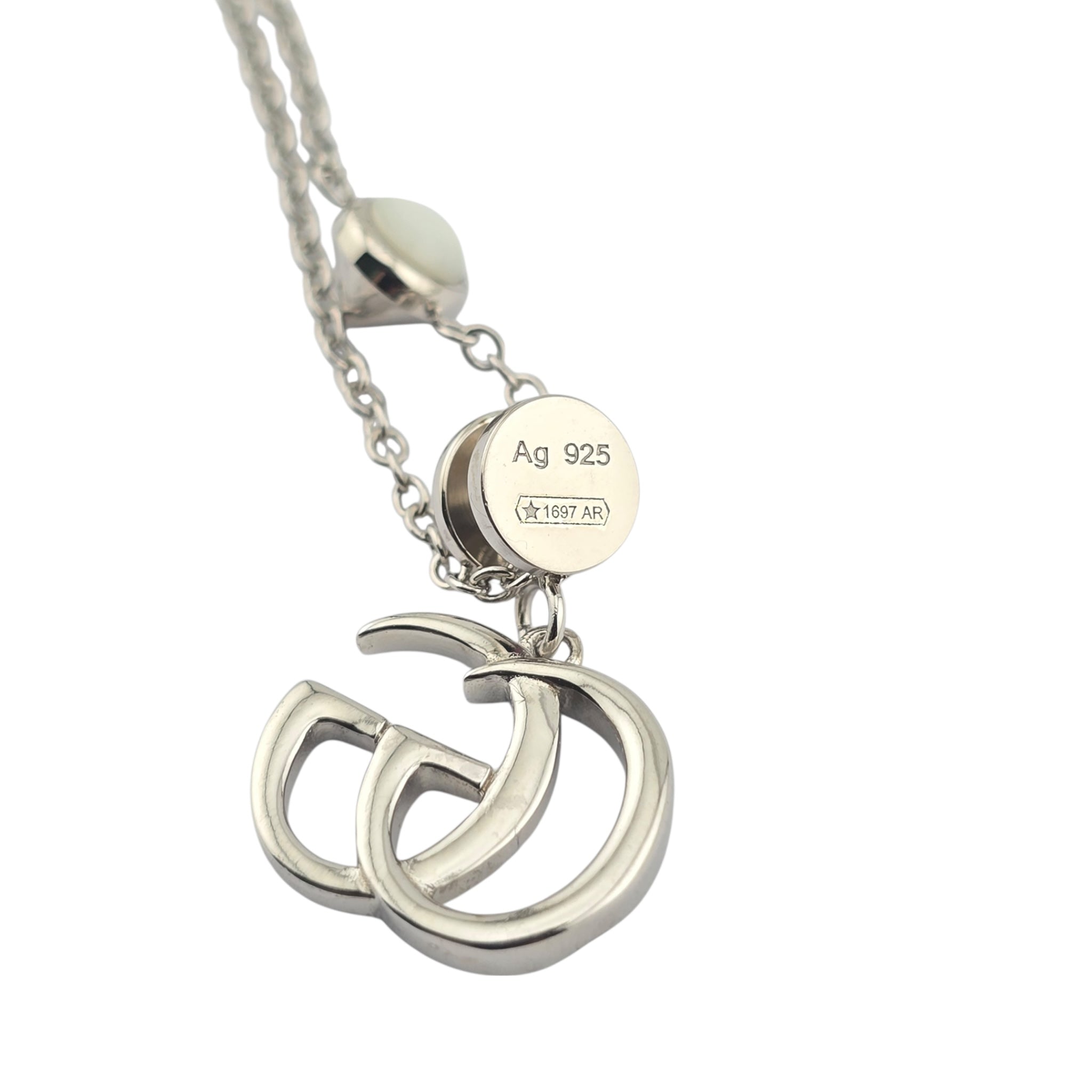 GUCCI GG Marmont Sterling Silver Mother of Pearl Necklace