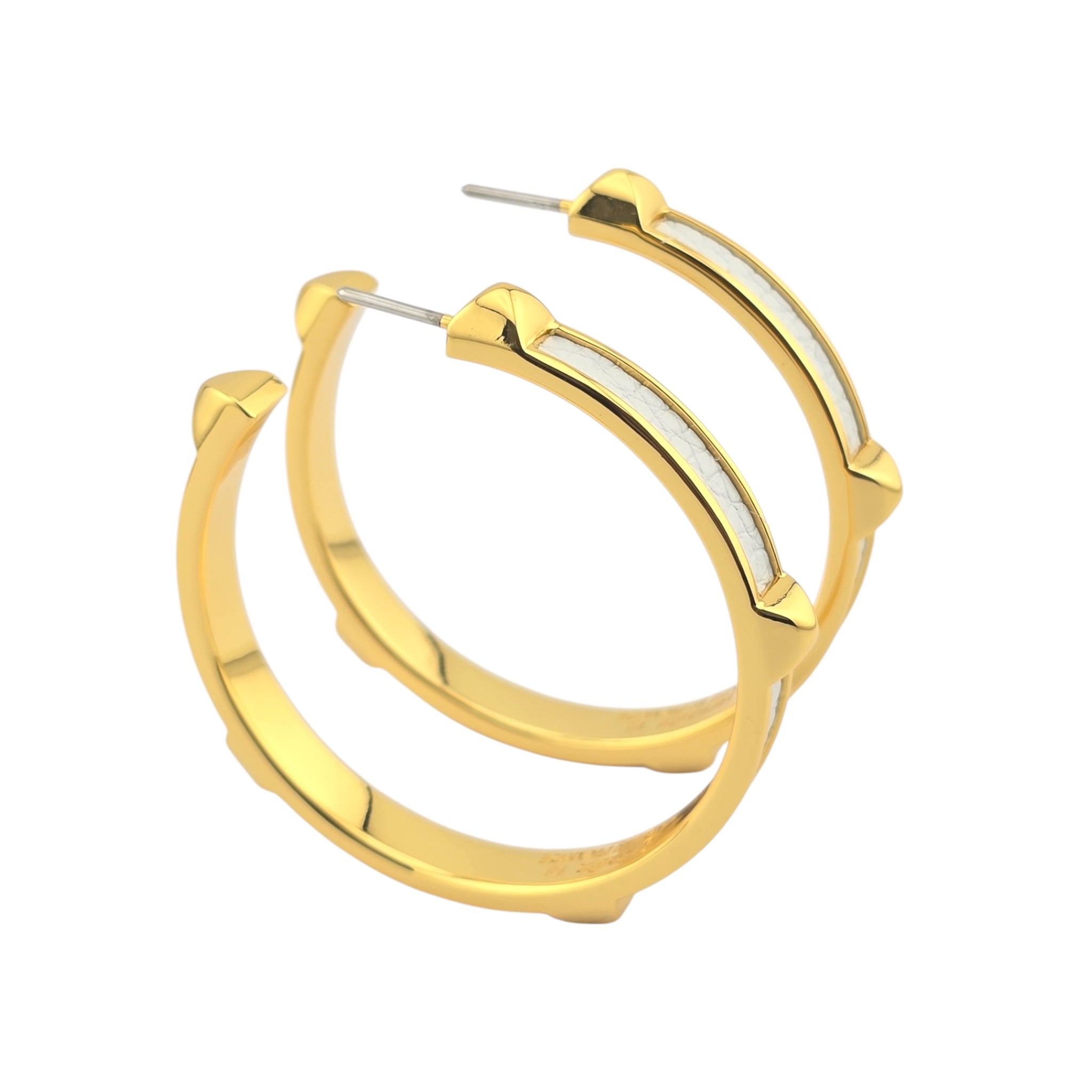 Hermes Athena Large White Gold Earrings