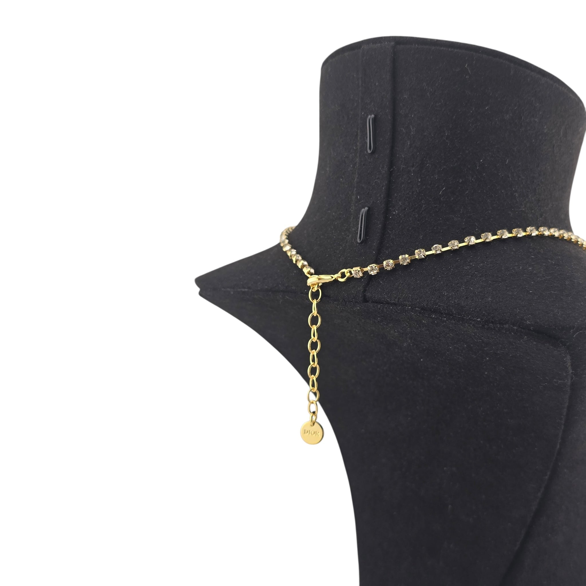 Christian Dior Crystal Gold Logo Necklace