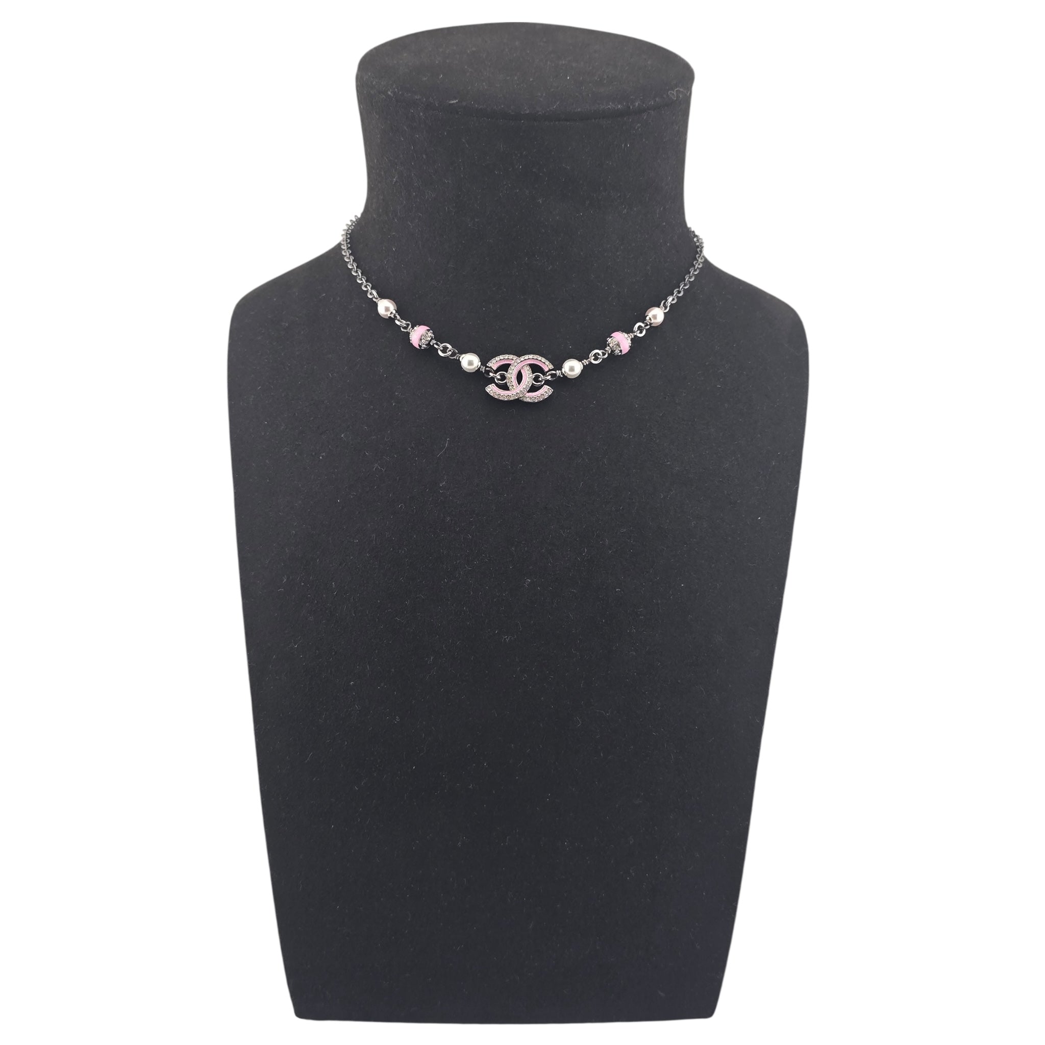 Chanel CC Gunmetal Pink Necklace 2025