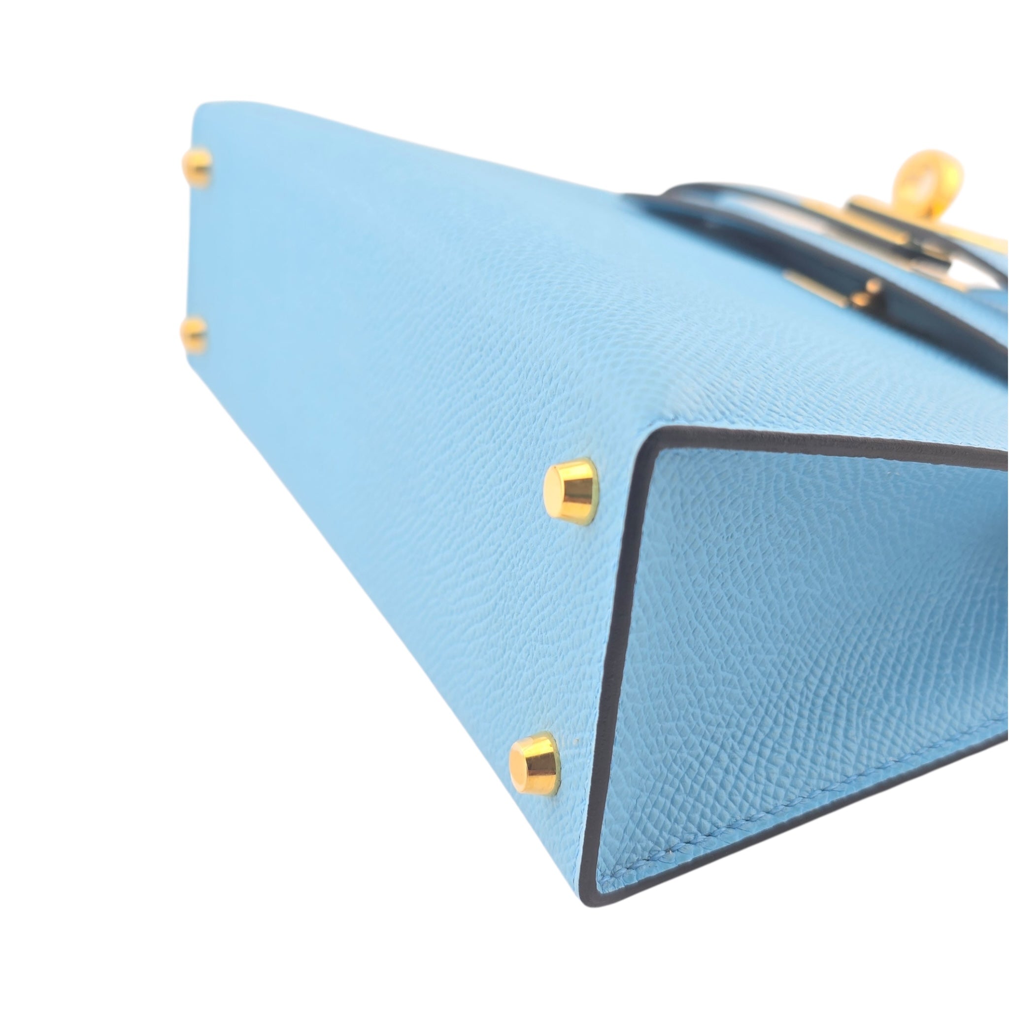 Hermes Mini Kelly II Bleu Celeste Epsom Gold Hardware