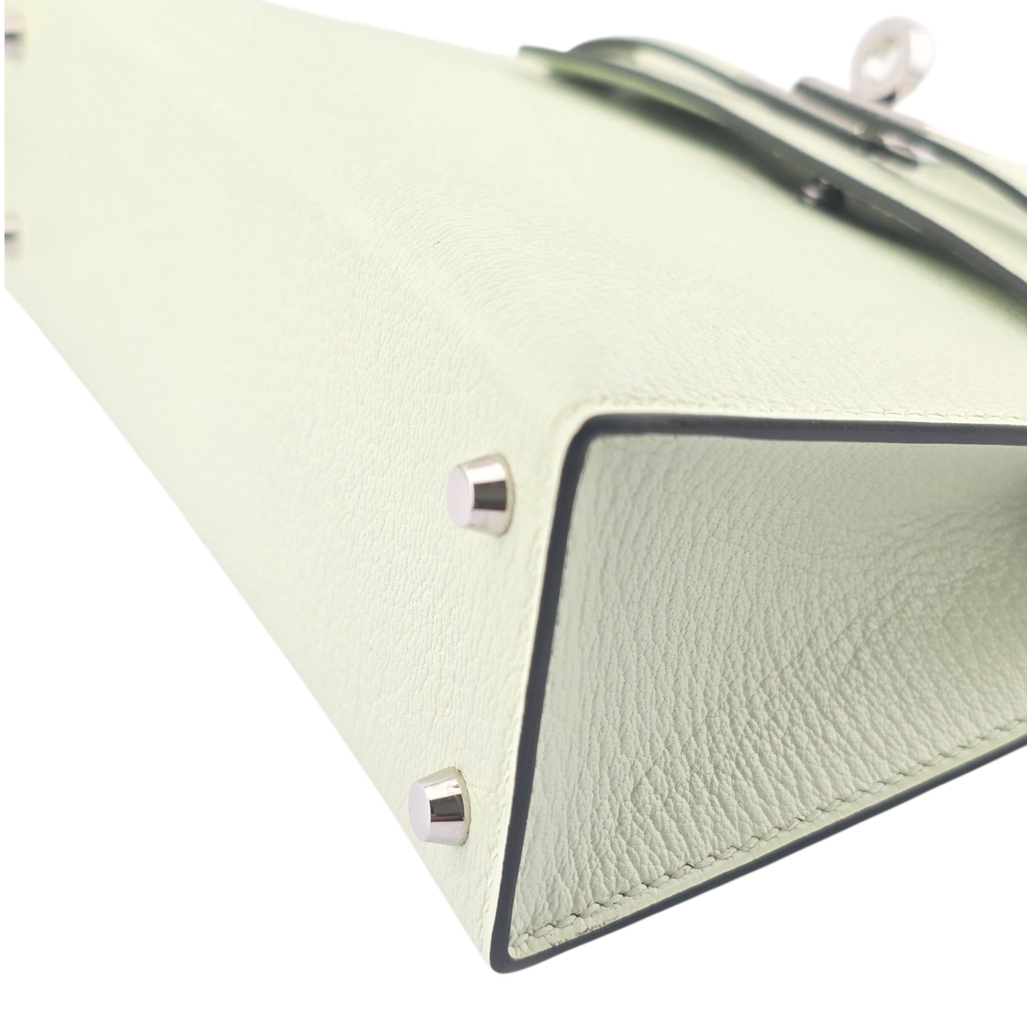 Hermes Mini Kelly II Vert Fizz Chevre Palladium Hardware