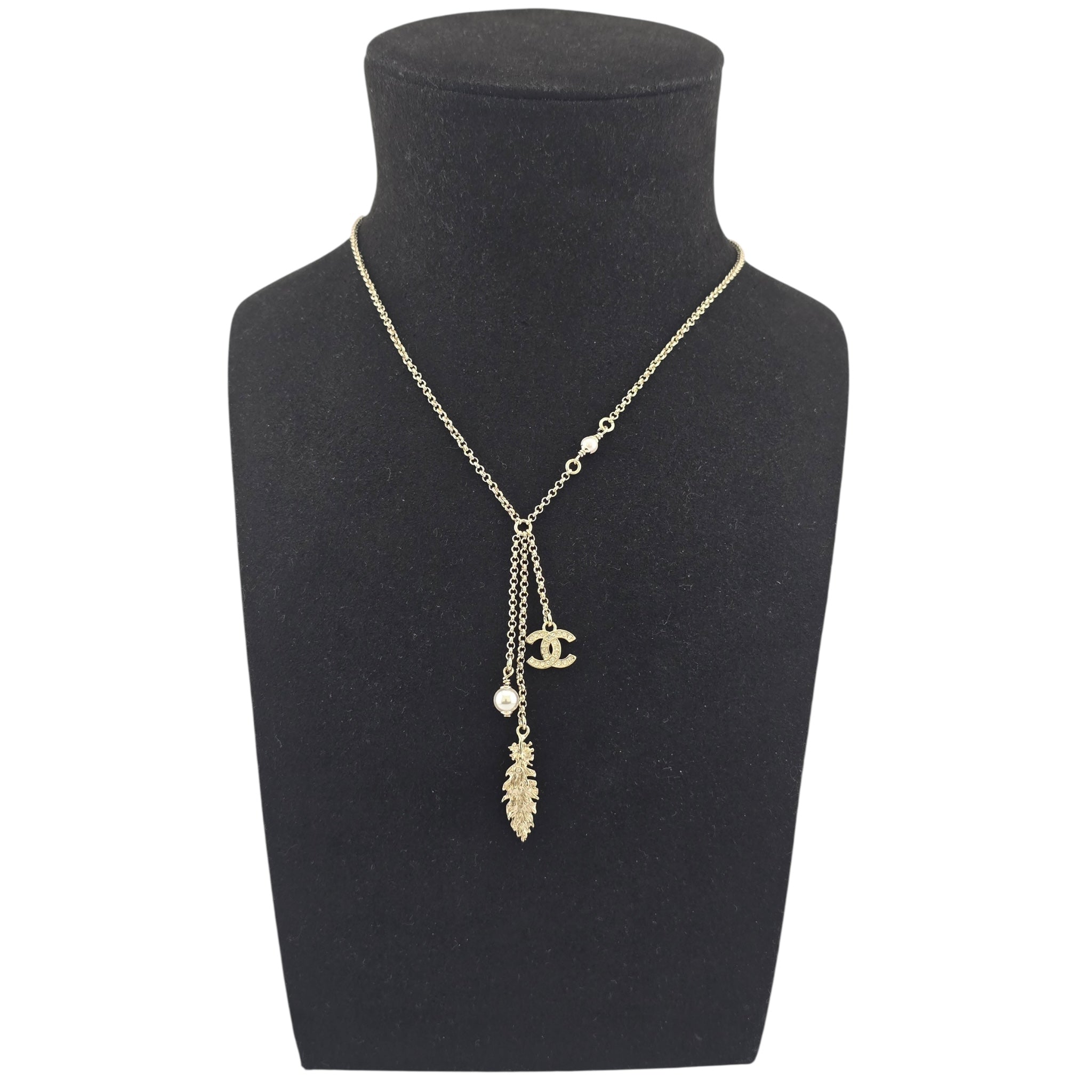 Chanel CC Gold Drop Pendant Necklace 2025