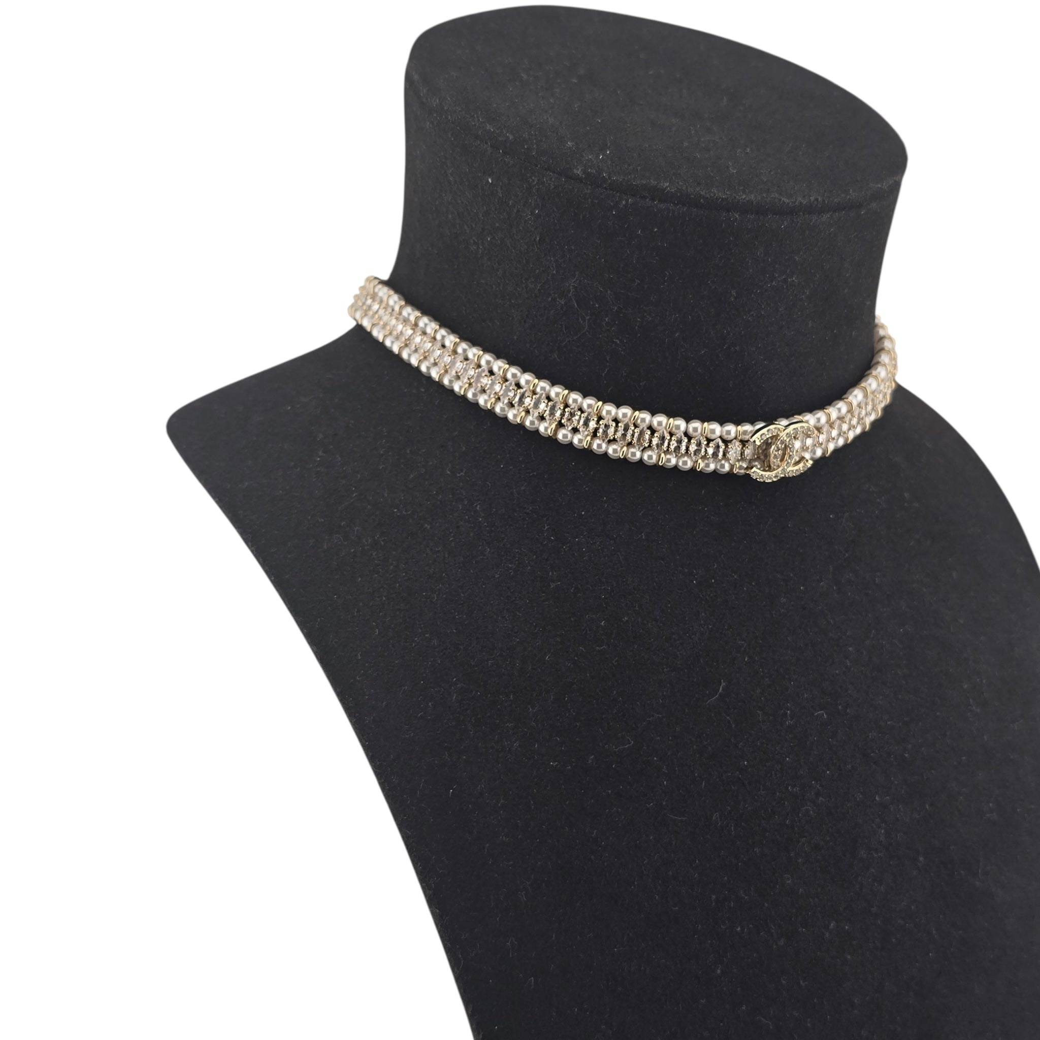 Chanel CC Faux Pearl Crystal Choker 2022