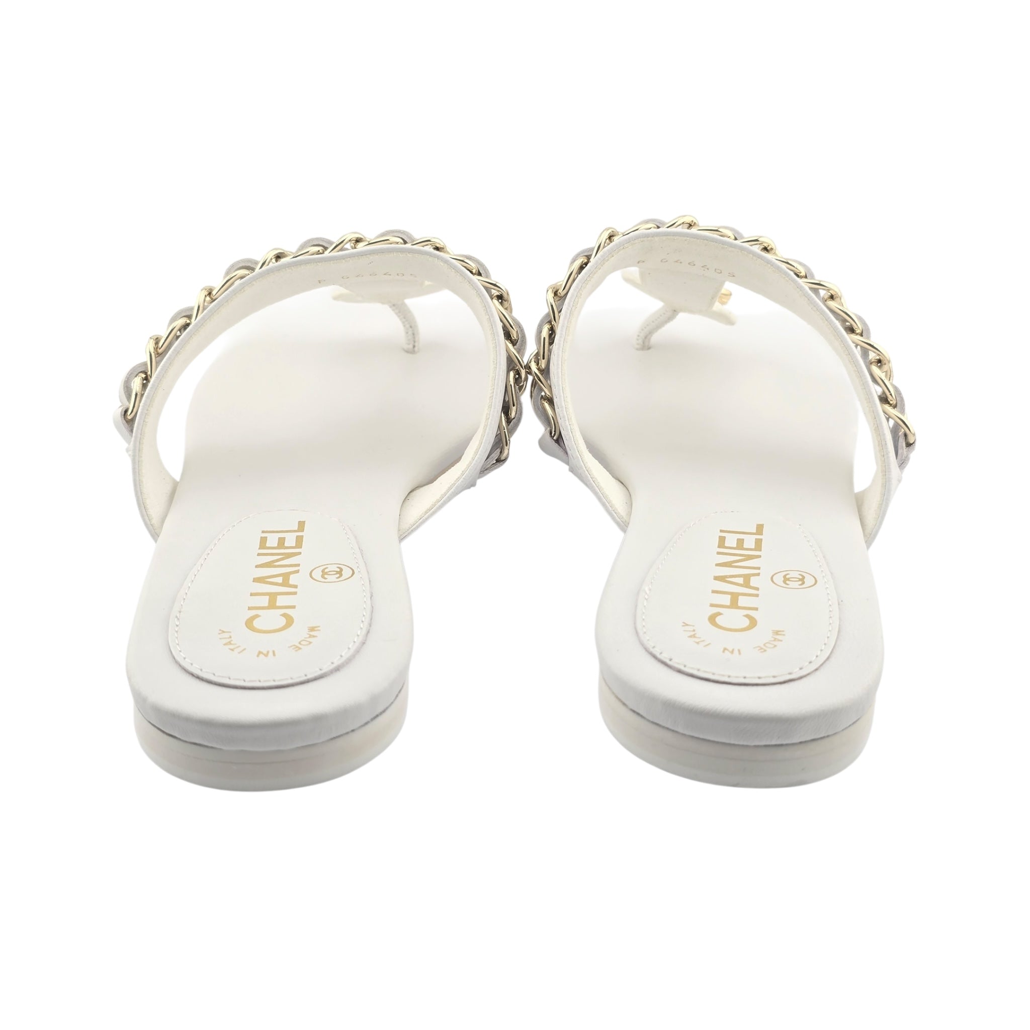 Chanel CC White Turnlock Sandals - 39