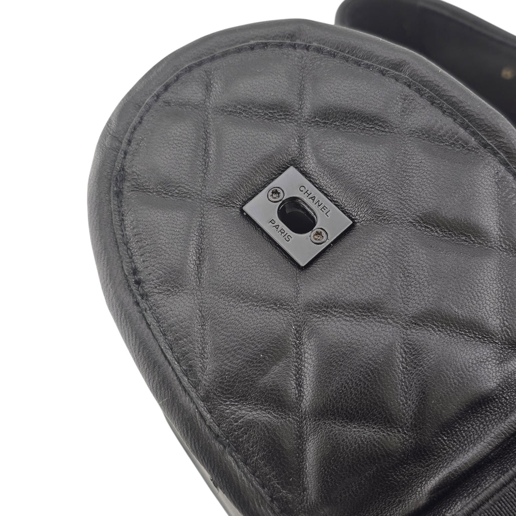 Chanel CC Lambskin Quilted Turnlock Loafers Black 39