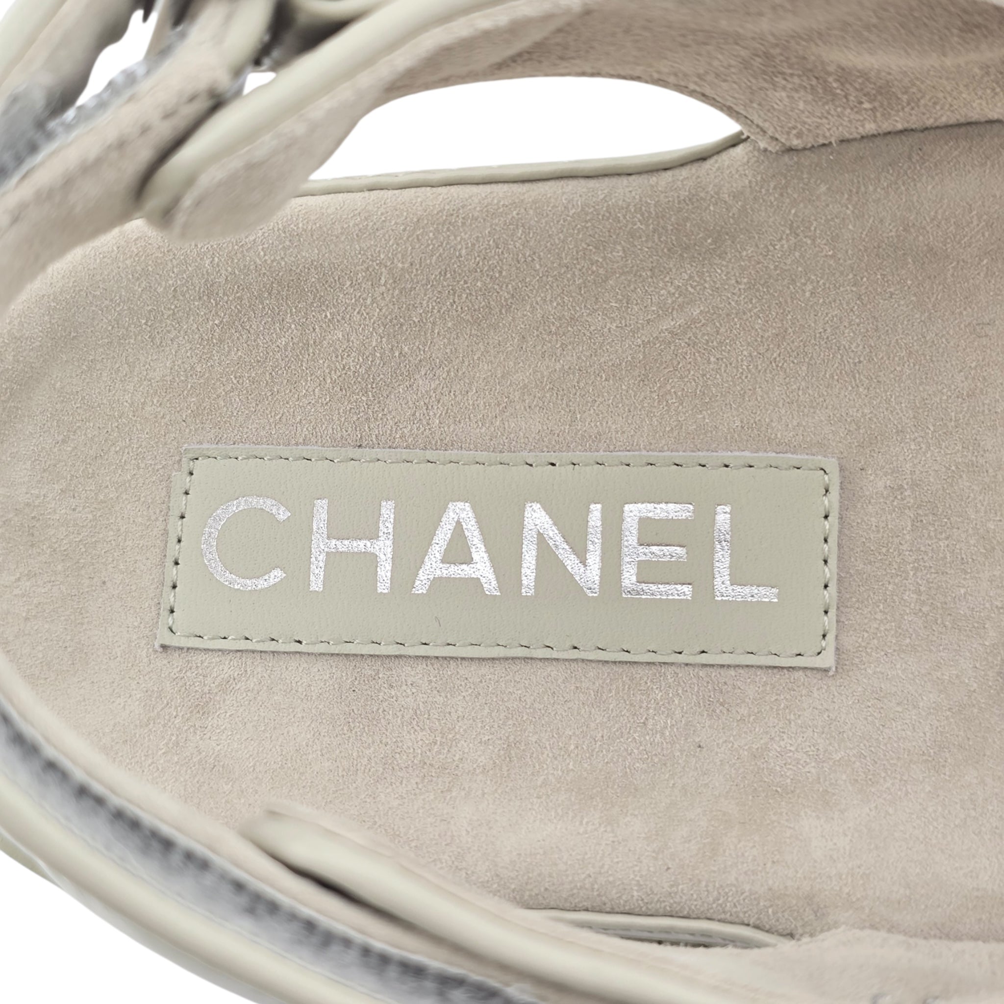 Chanel CC Cream White Lambskin Dad Sandals - 39