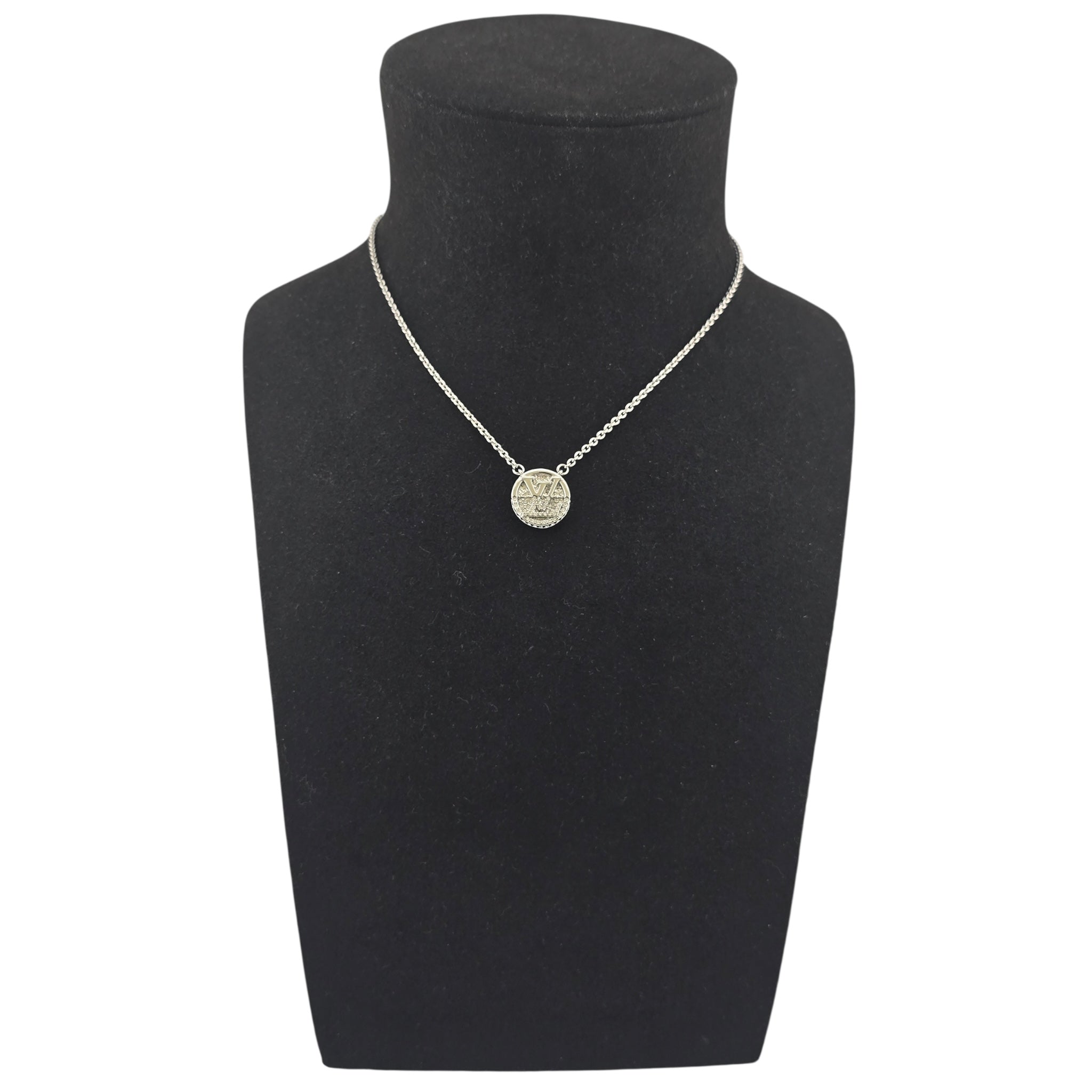 Louis Vuitton L To V Silver Crystal Necklace