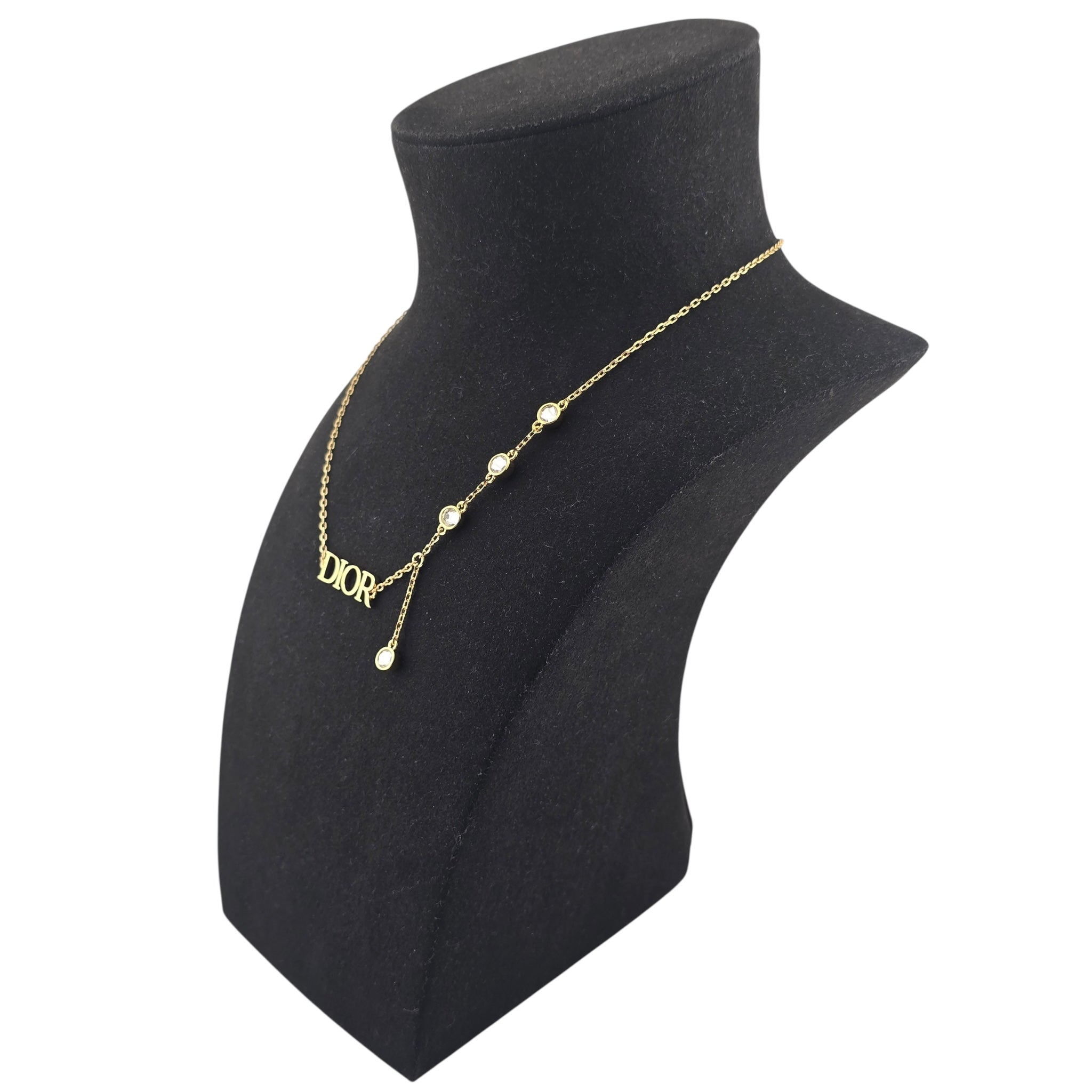 Christian Dior Dio(r)evolution Necklace Gold-Finish Metal and White Crystals DIOR