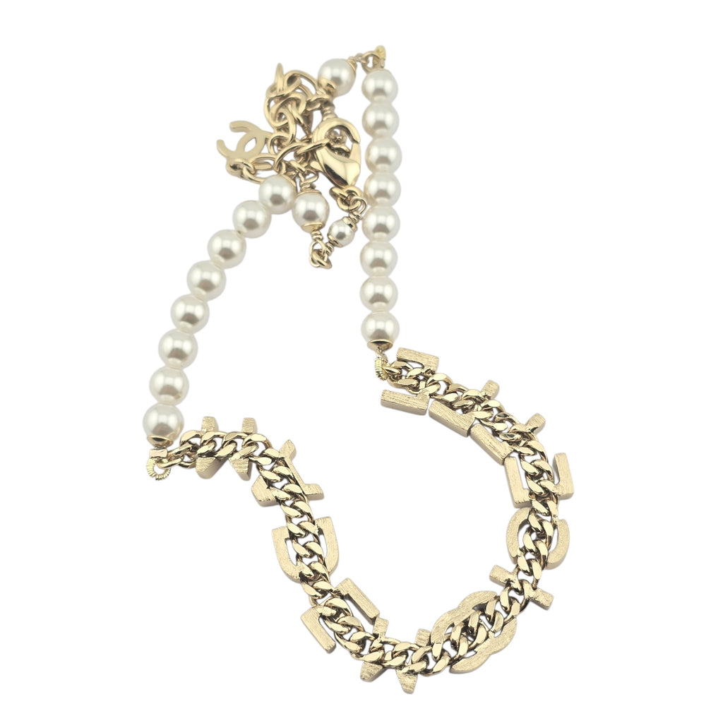 Chanel CC Gold Faux Pearl Necklace 2022 CHANEL