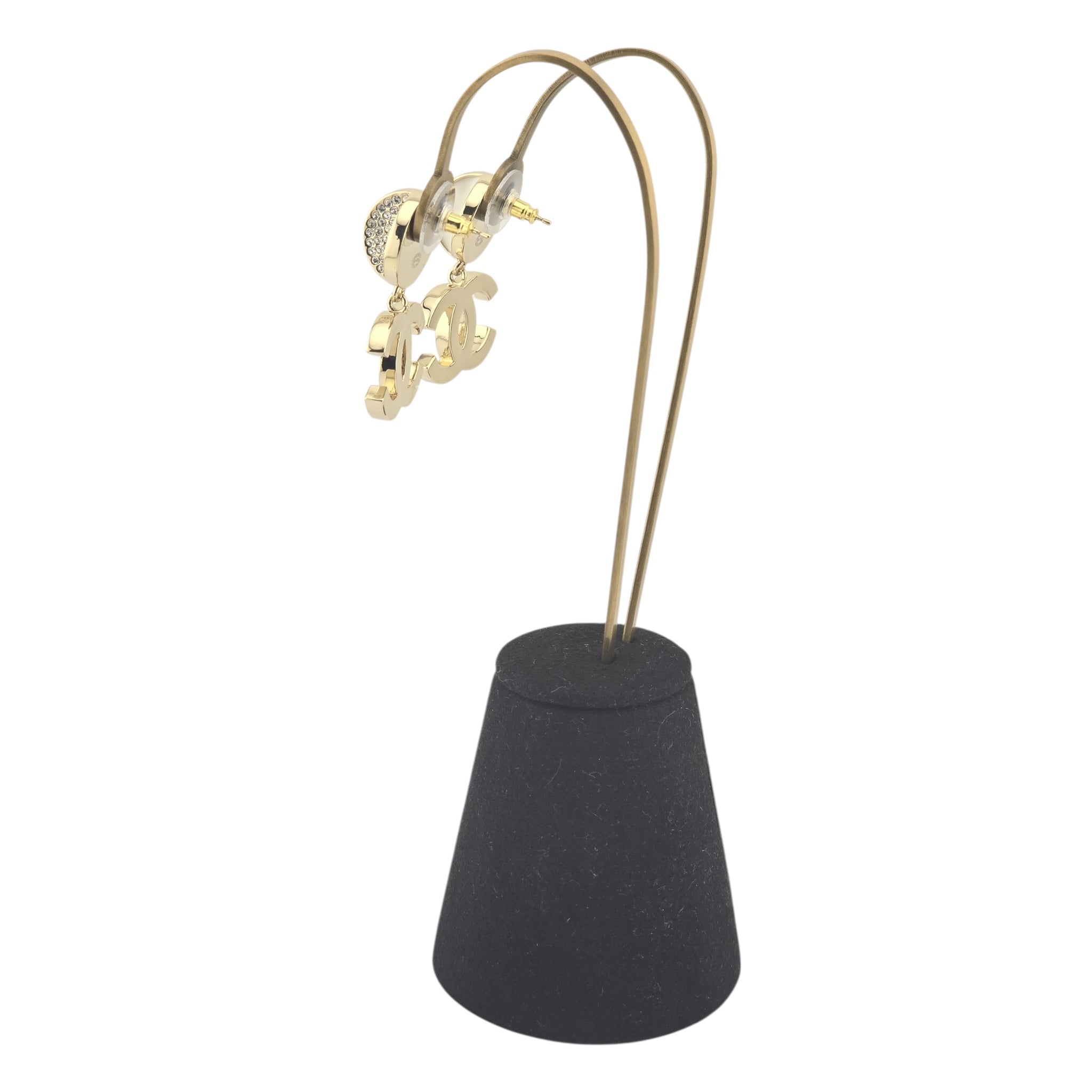 Chanel CC Drop Gold Crystals Earrings 2024 CHANEL