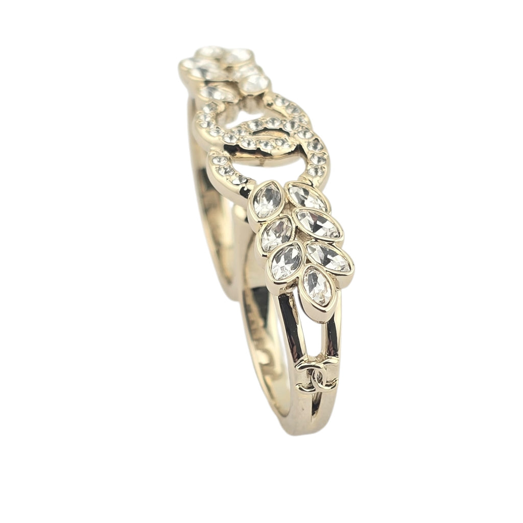 Chanel CC Gold Crystal Floral Ring B23 CHANEL