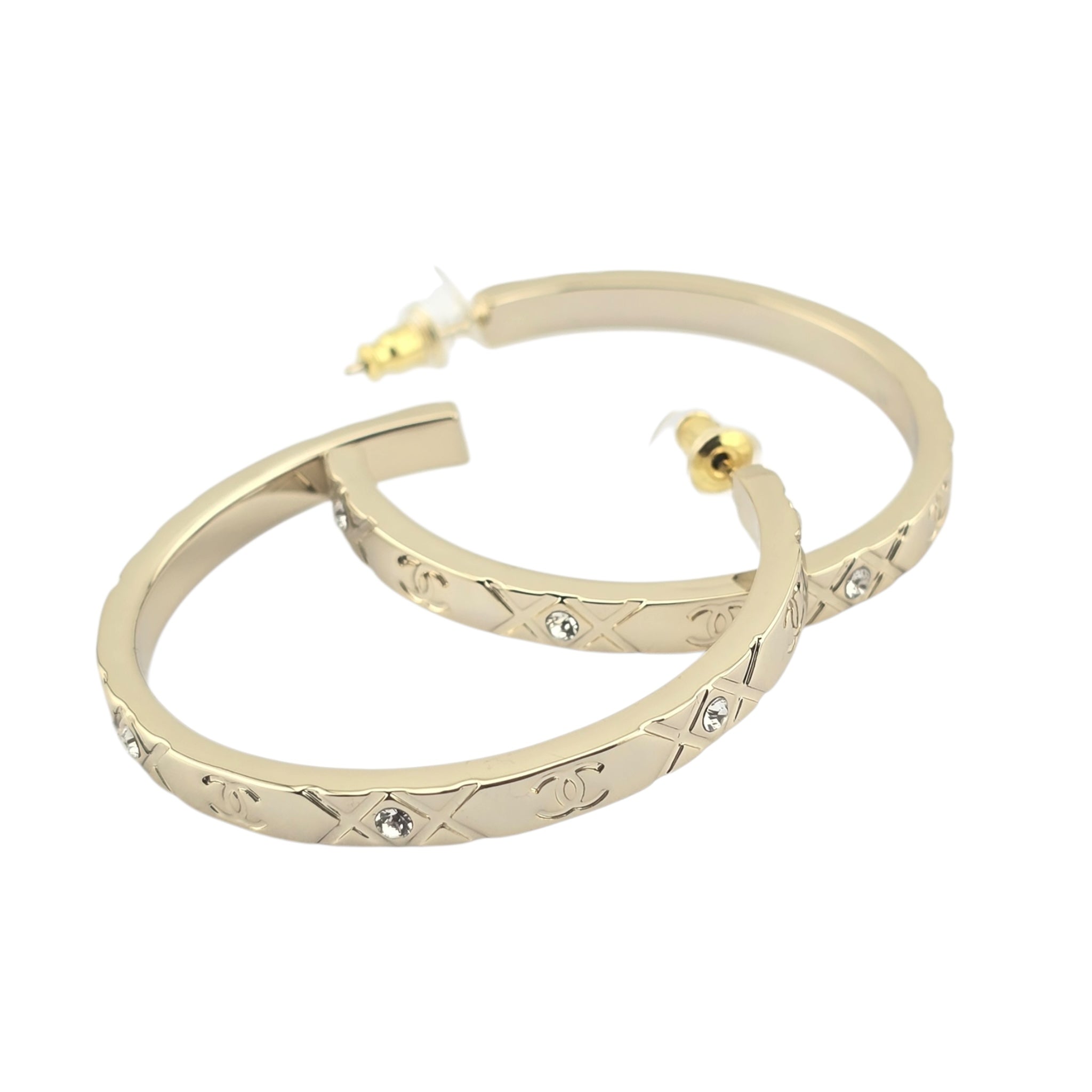 Chanel CC Gold Hoop Metal Earrings 2025 CHANEL