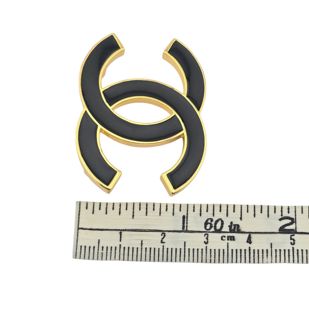 Chanel CC Gold Black Resin Brooch 2024 CHANEL