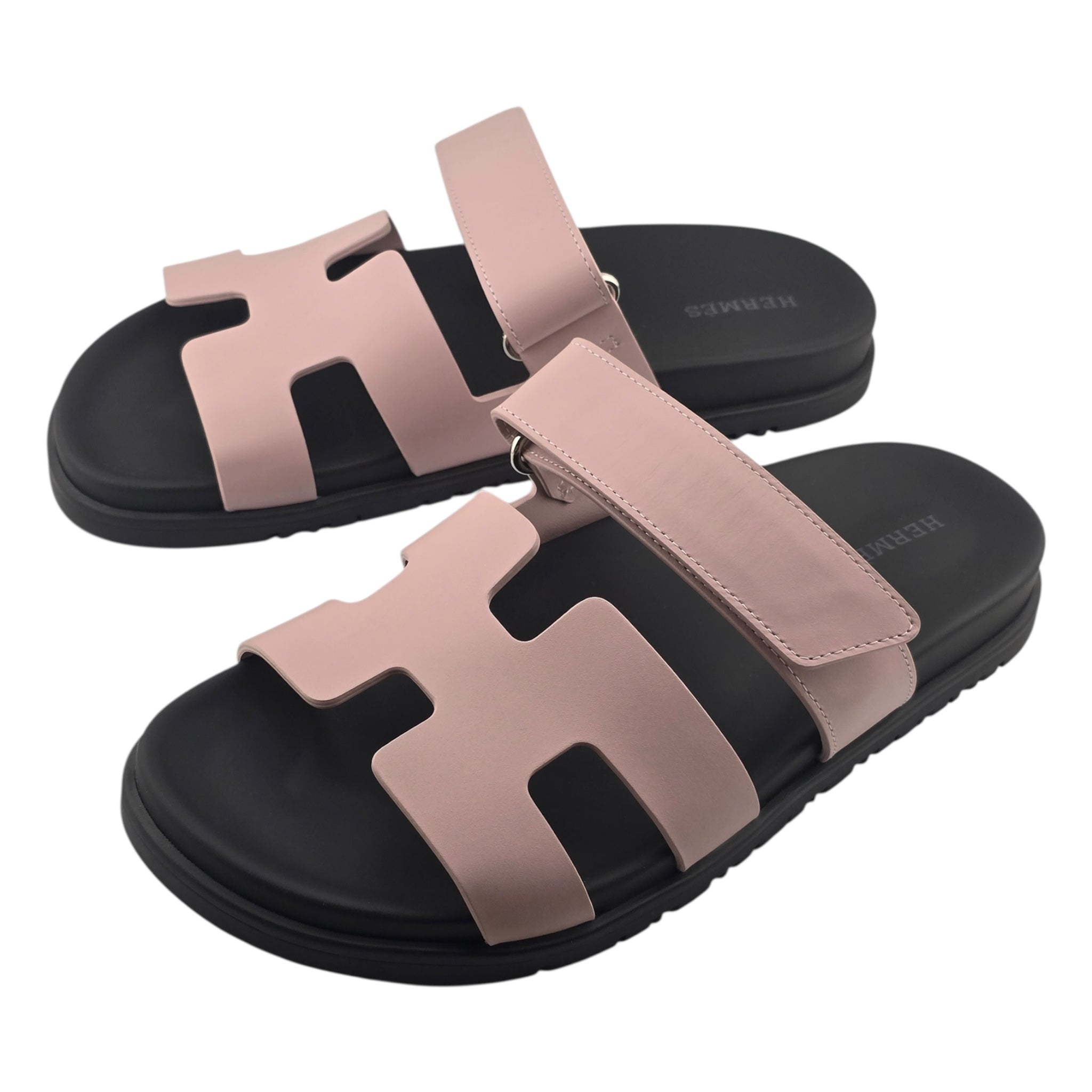 Hermes Chypre Leather Sandal Rose Cancan 39 UK6 HERMES