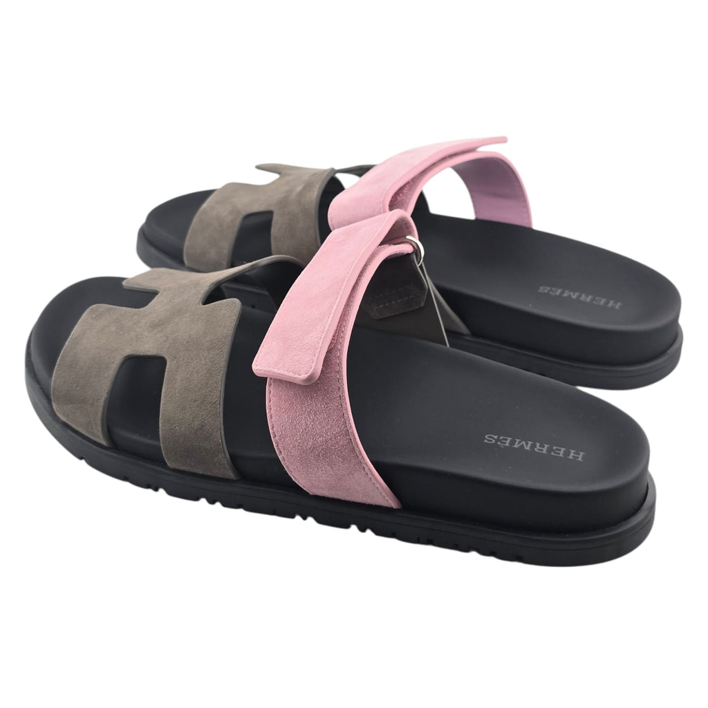 Hermes Chypre Suede Sandal Toundra / Rose 39 UK6 HERMES