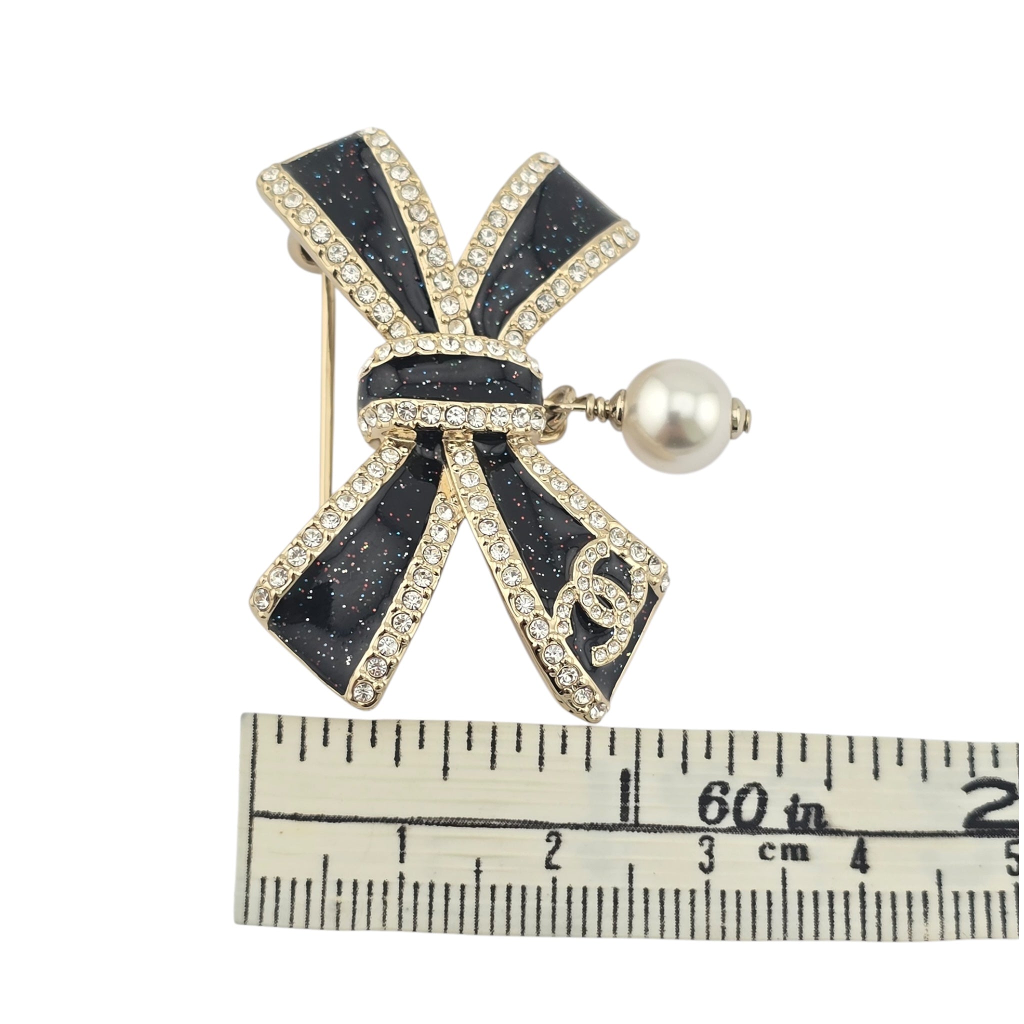 Chanel CC Gold Black Bow Brooch 2025 CHANEL