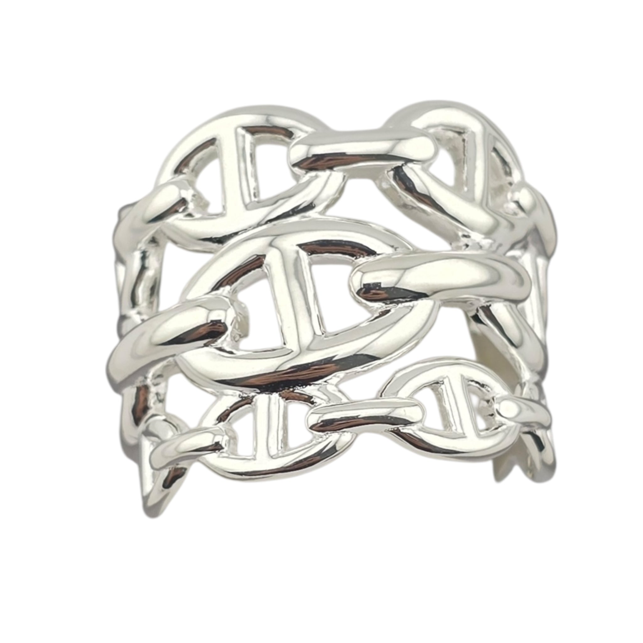 Hermes Chaine d'ancre Enchainee Silver Ring Large Model HERMES