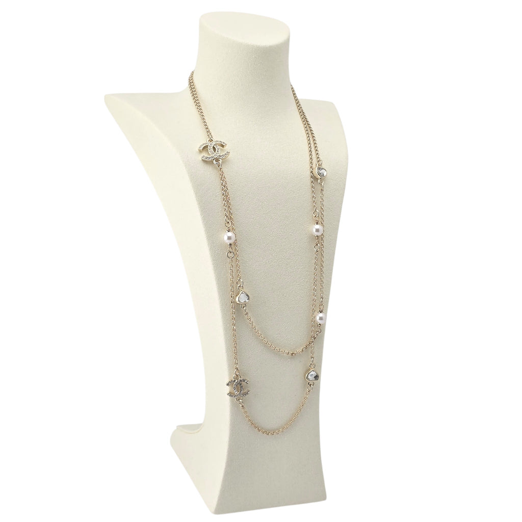 Chanel CC Charms Gold Metal Heart Long Necklace 2024 CHANEL