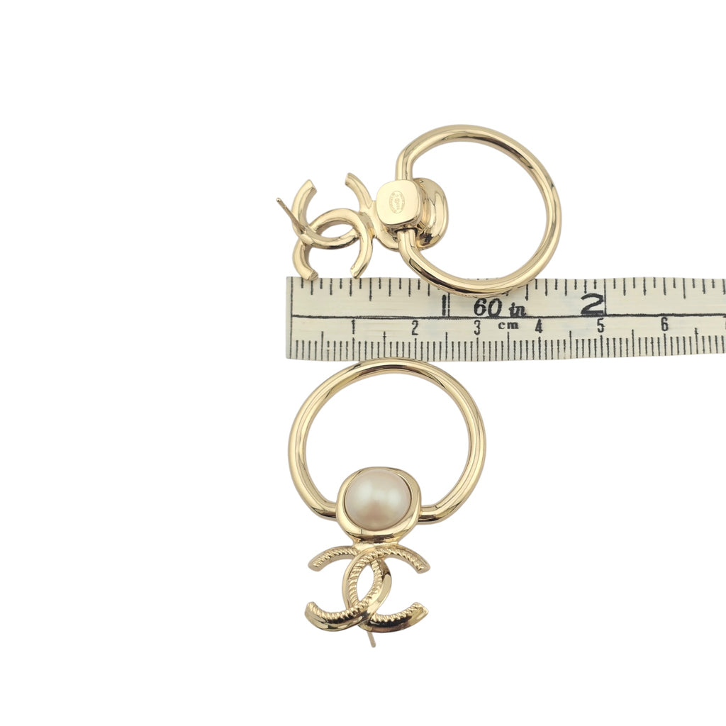 Chanel CC Gold Faux Pearl Earrings 2022 CHANEL