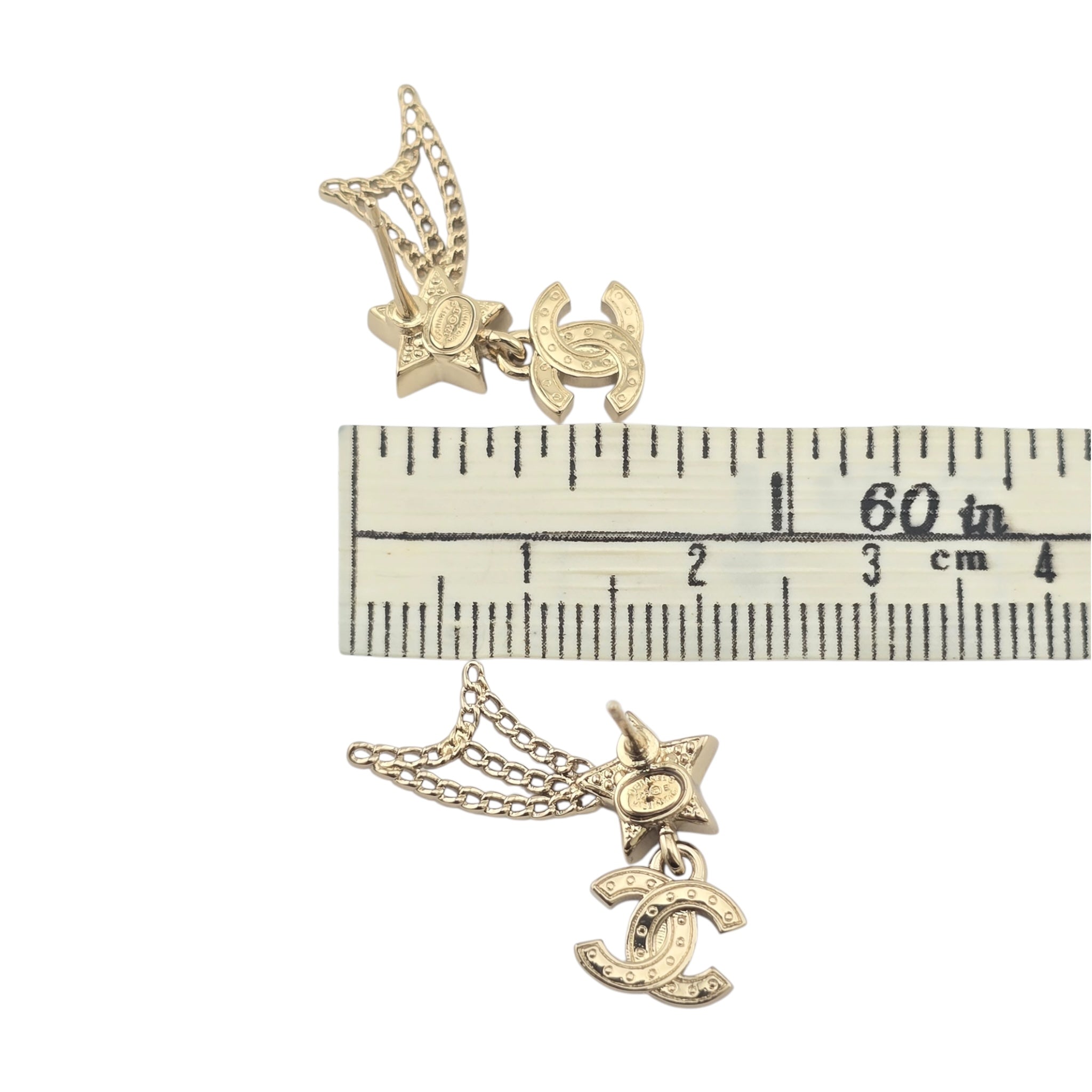 Chanel CC Shooting Star Gold Earrings 25B CHANEL