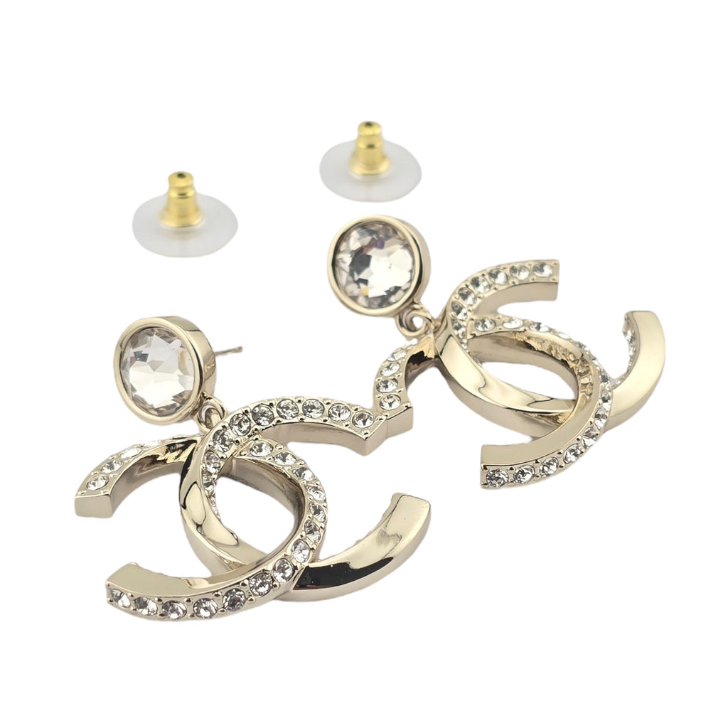 Chanel CC Gold Crystal Earrings 2023 CHANEL