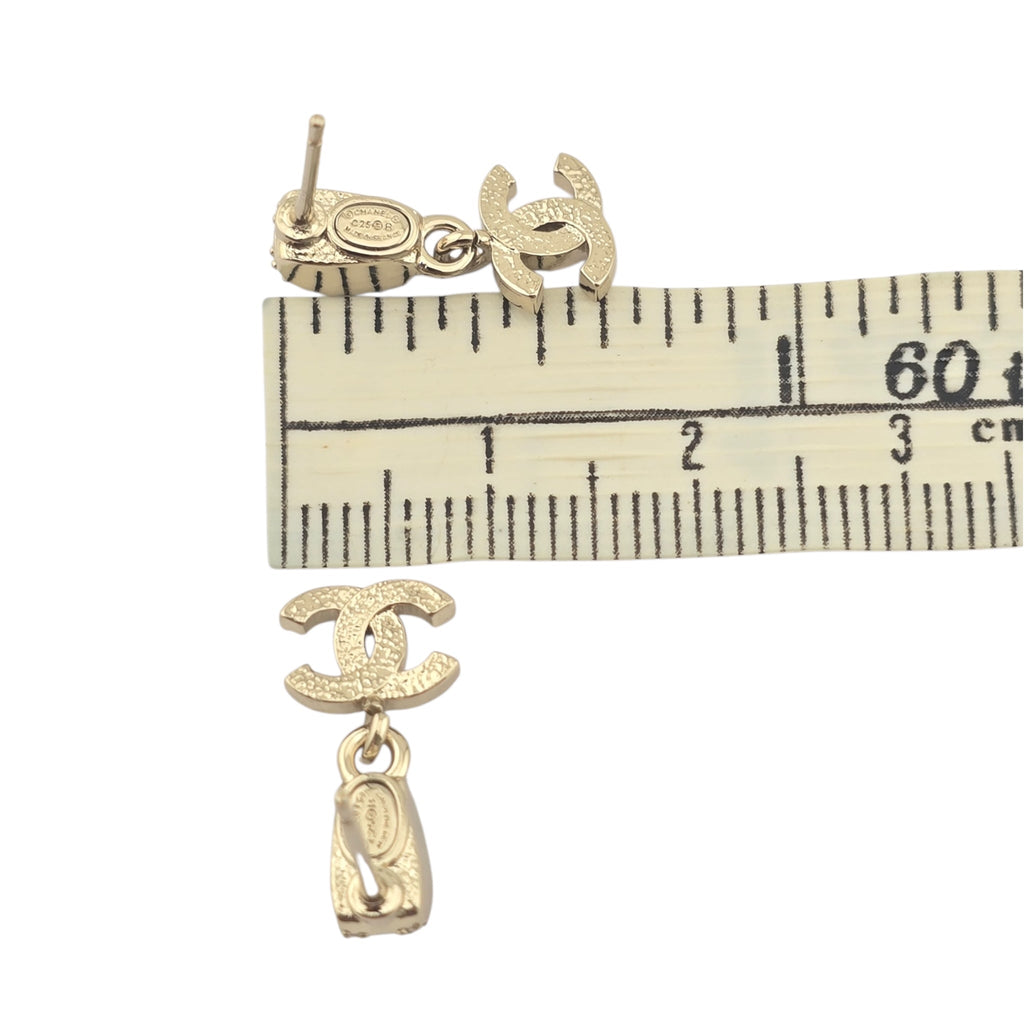 Chanel CC Gold Metallic Enamel Earrings 2025 CHANEL