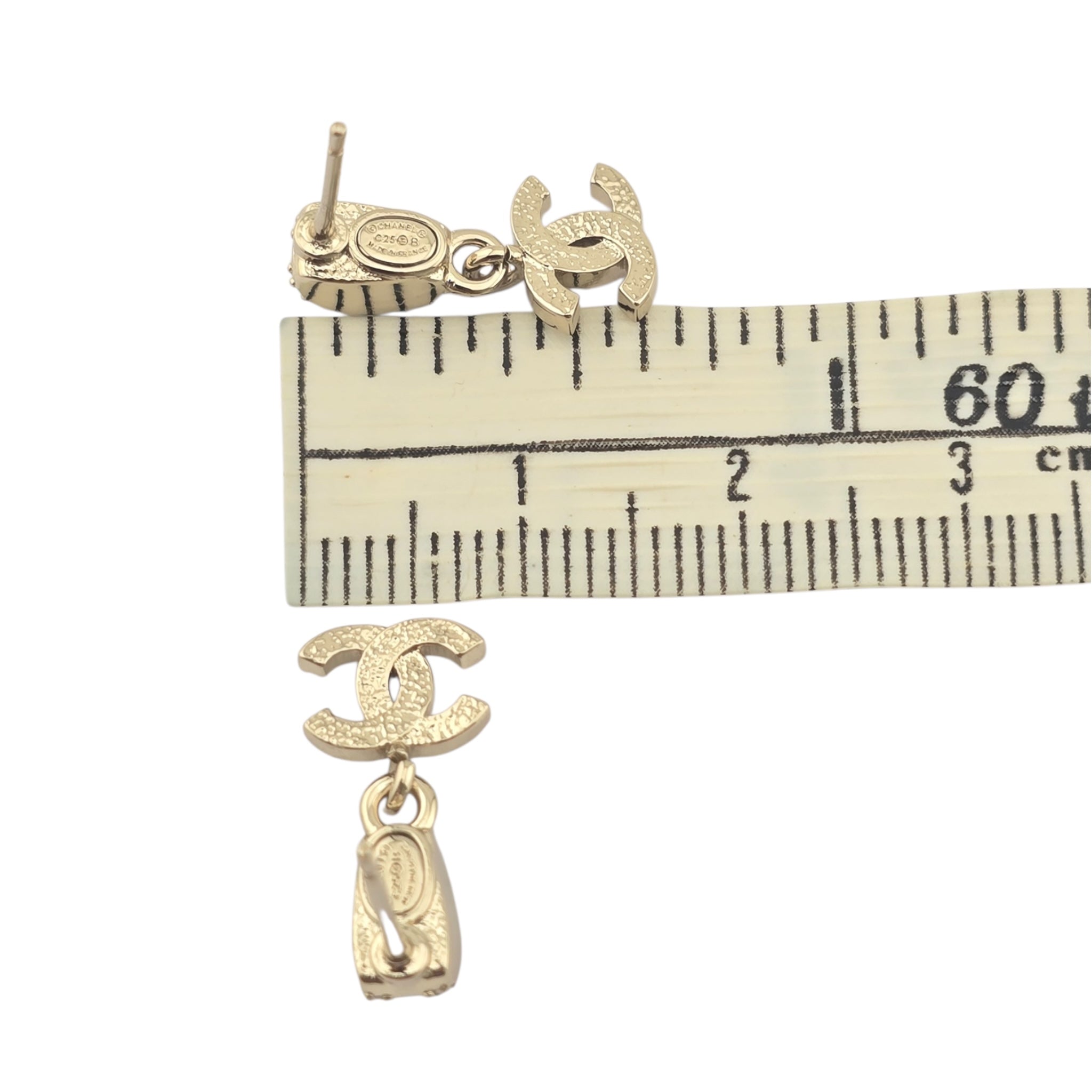 Chanel CC Gold Metallic Enamel Earrings 2025 CHANEL