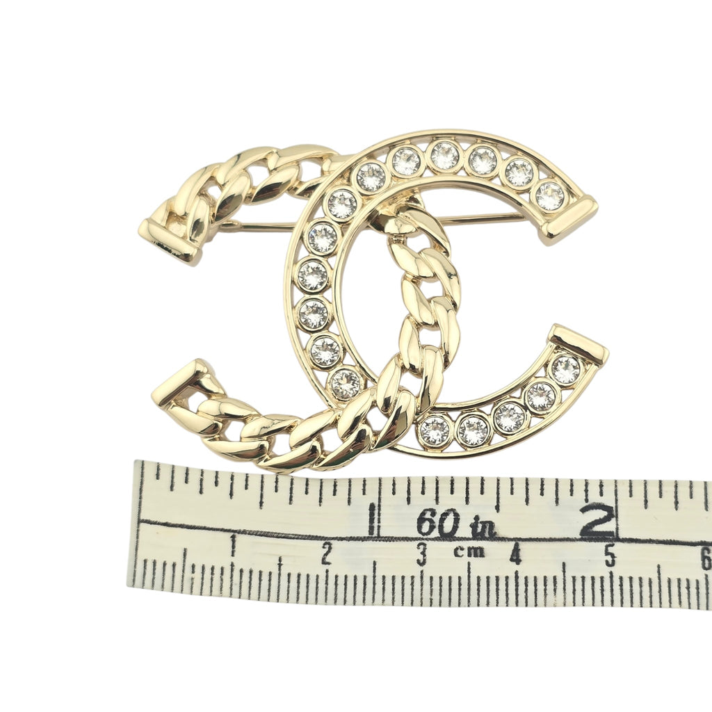 Chanel CC Gold Crystal Brooch 2024 CHANEL