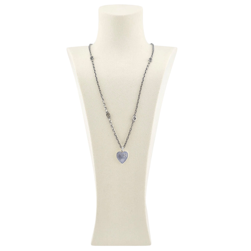 GUCCI Heart Interlocking G Silver Necklace GUCCI