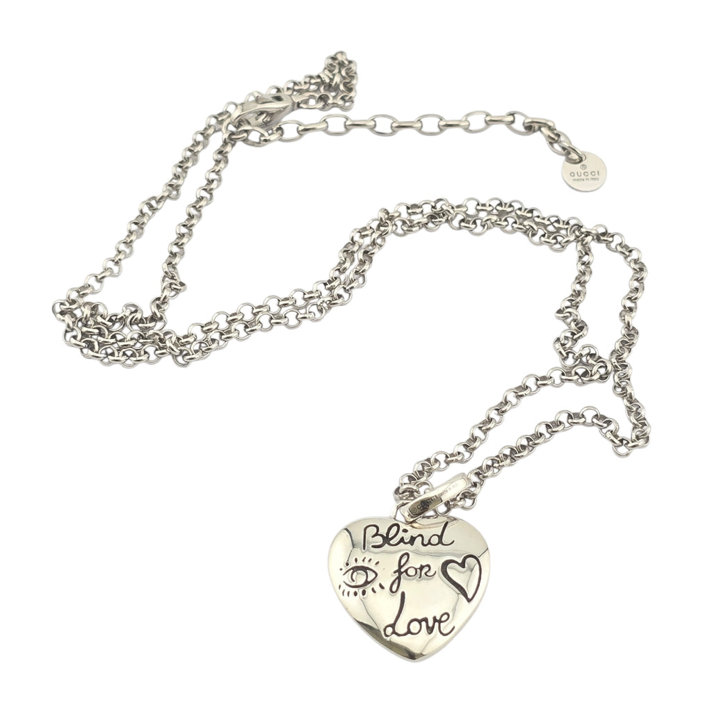 GUCCI Blind For Love Heart Sterling Silver Necklace GUCCI