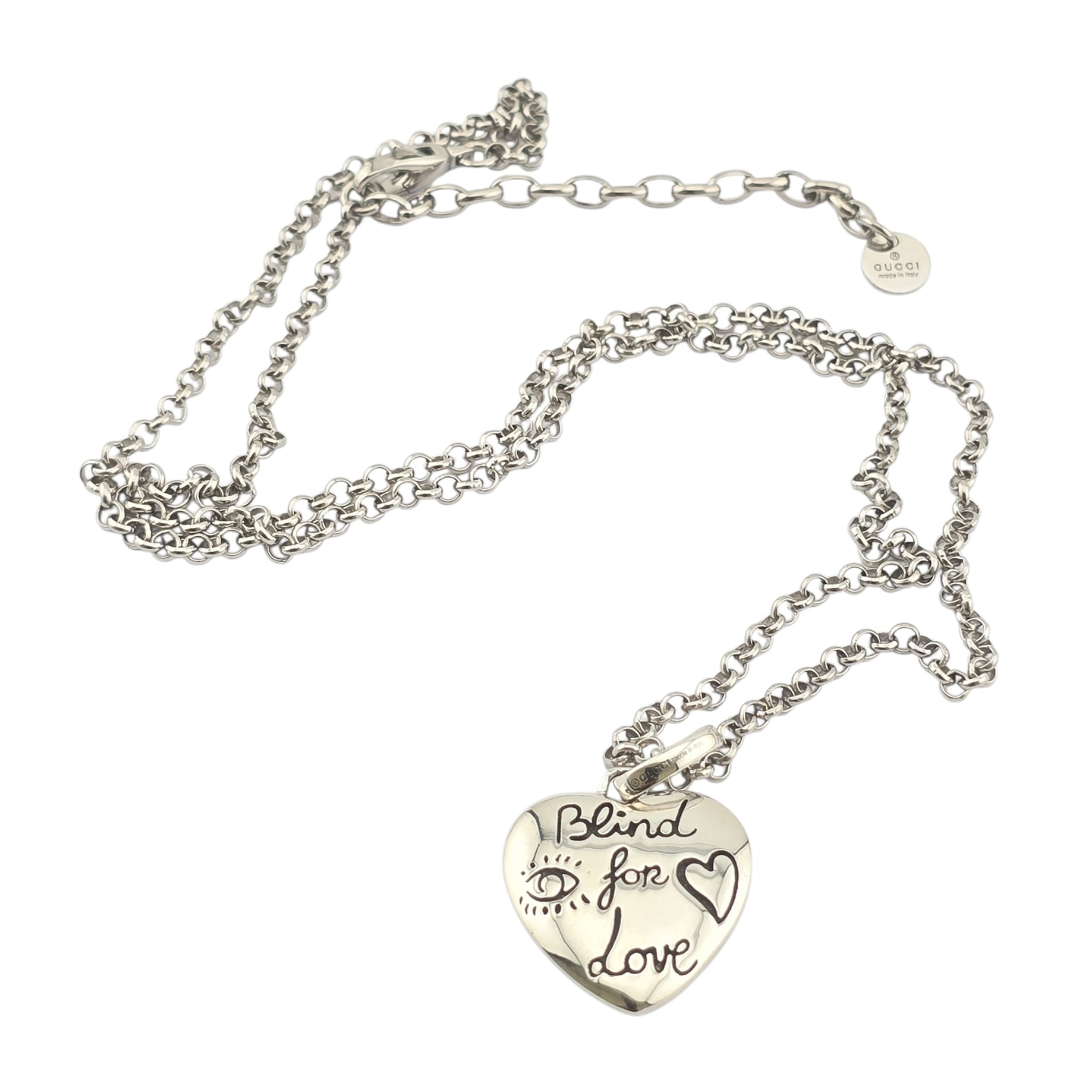 GUCCI Blind For Love Heart Sterling Silver Necklace GUCCI