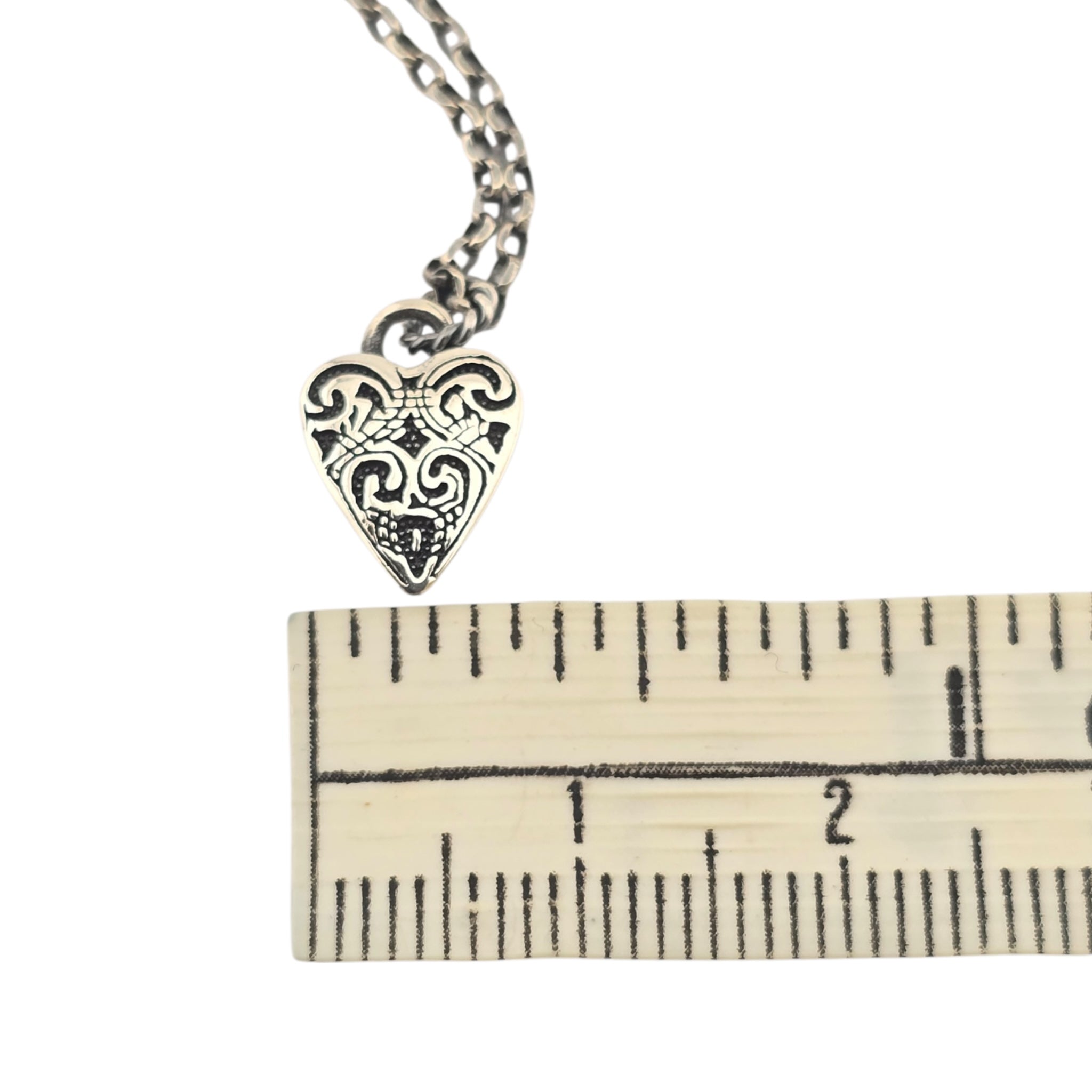 GUCCI GG Engraved Heart Charm Sterling Silver Necklace GUCCI