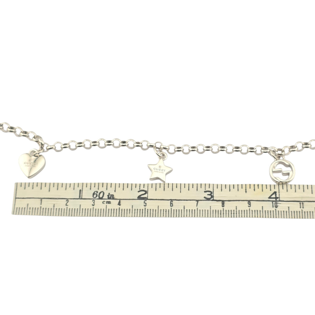 GUCCI GG Trademark Sterling Silver Charm Bracelet GUCCI