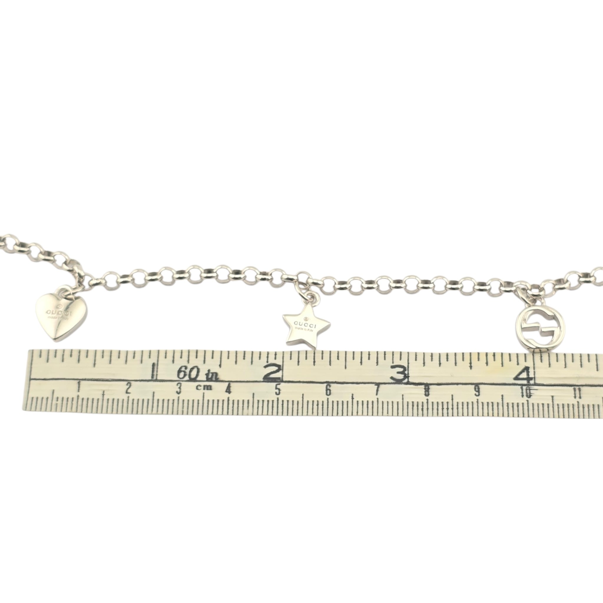 GUCCI GG Trademark Sterling Silver Charm Bracelet GUCCI