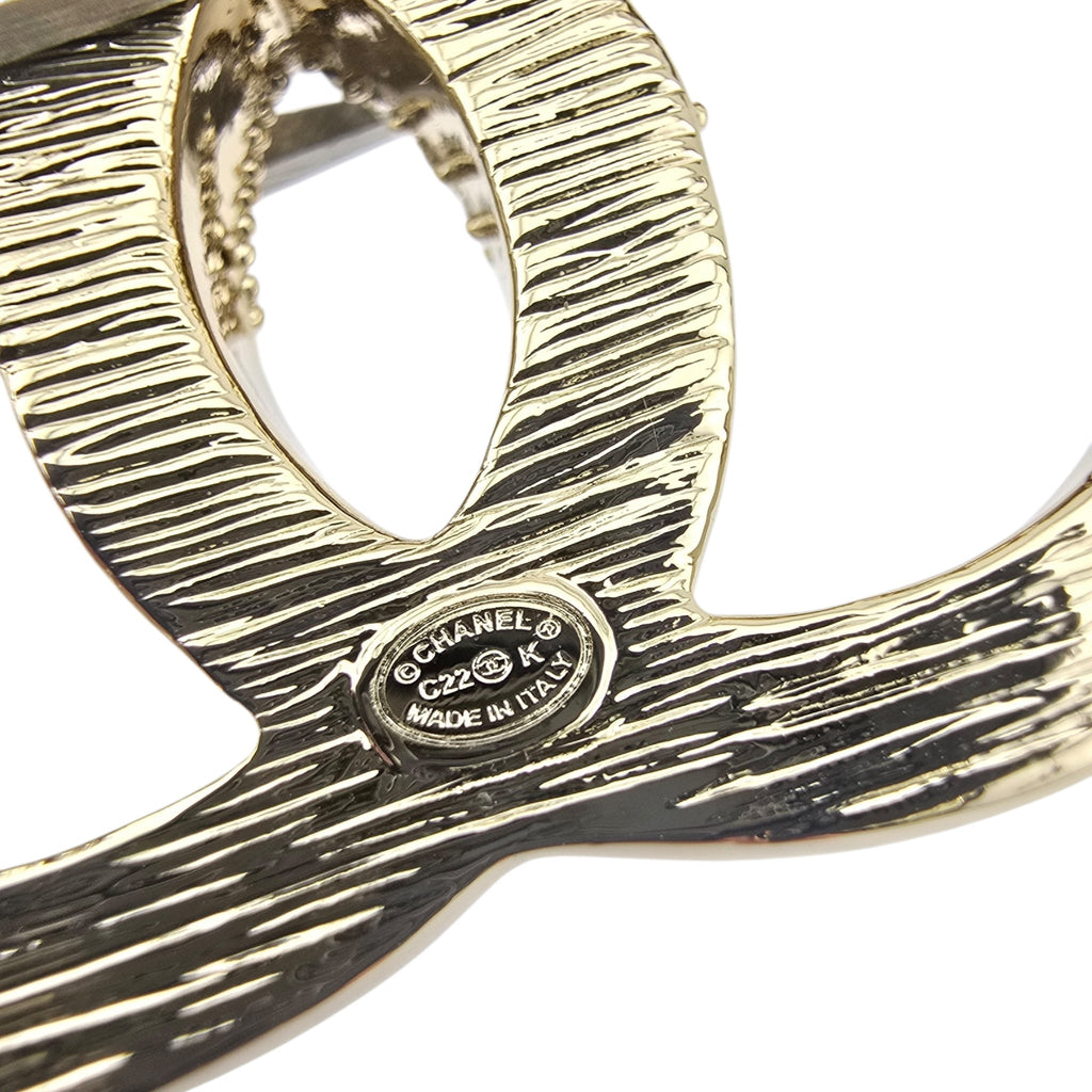 Chanel CC Gold Crystal Brooch 2022 CHANEL