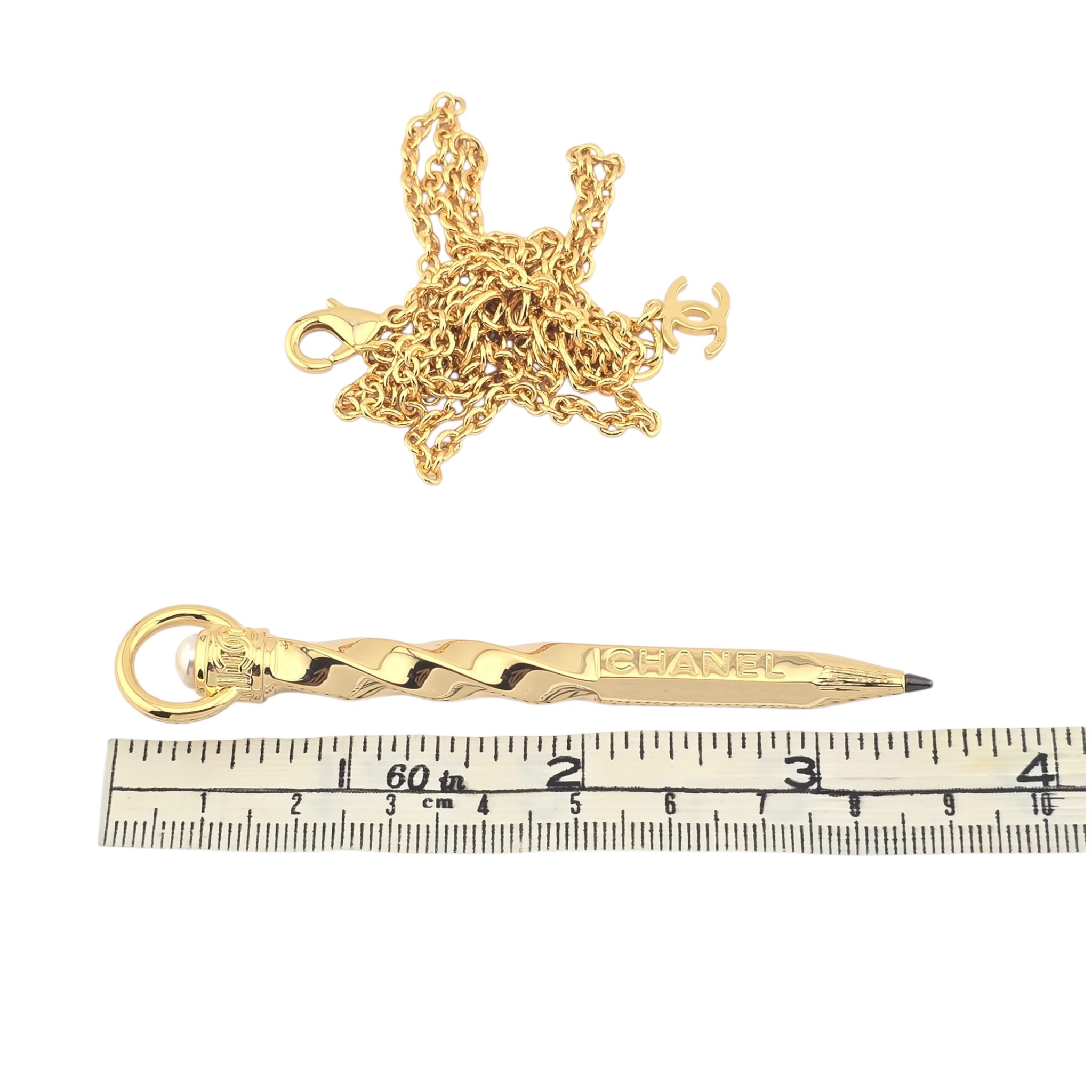 Chanel CC Gold Pencil Pendant Necklace 2025 CHANEL