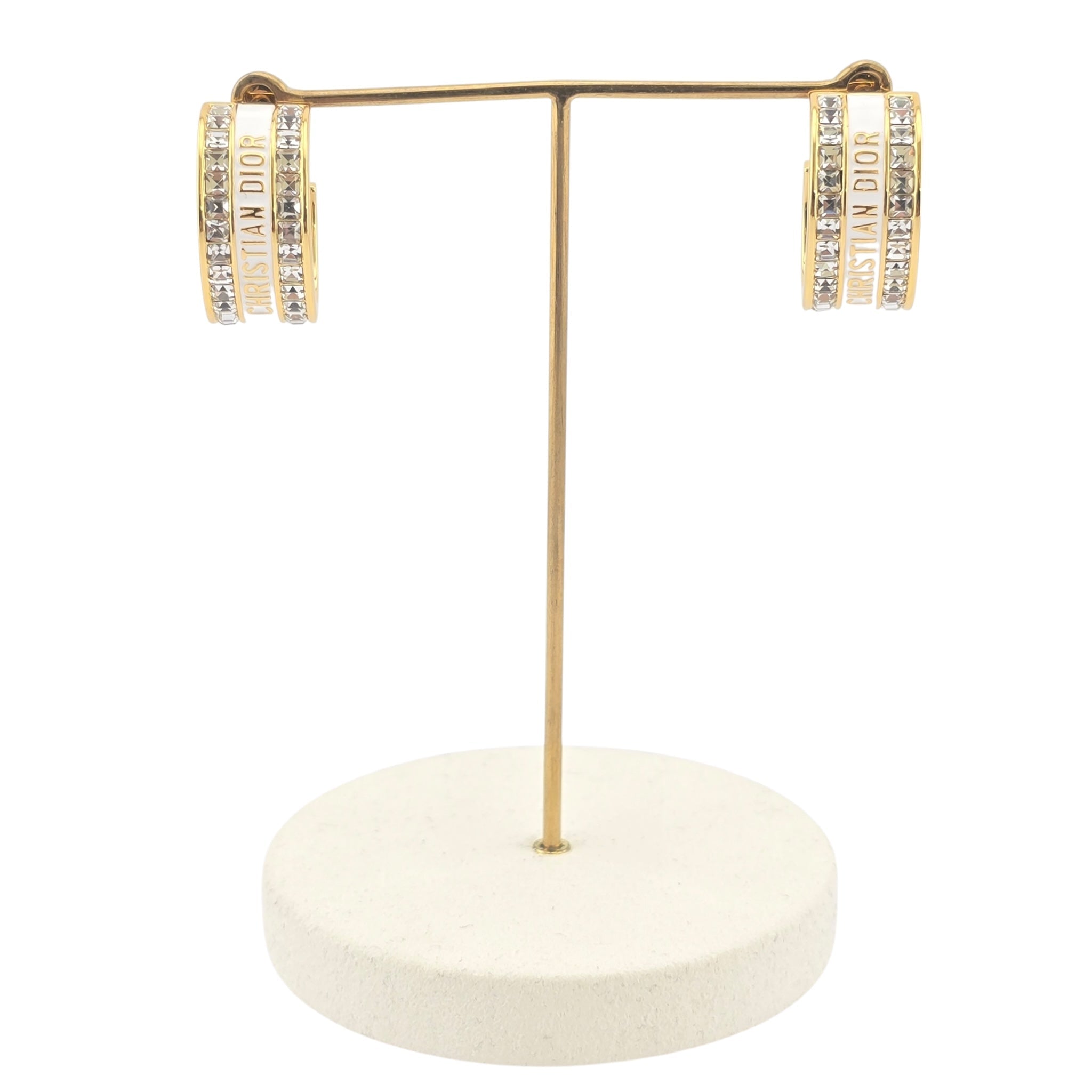 Christian Dior Night Code White Enamel Earrings DIOR